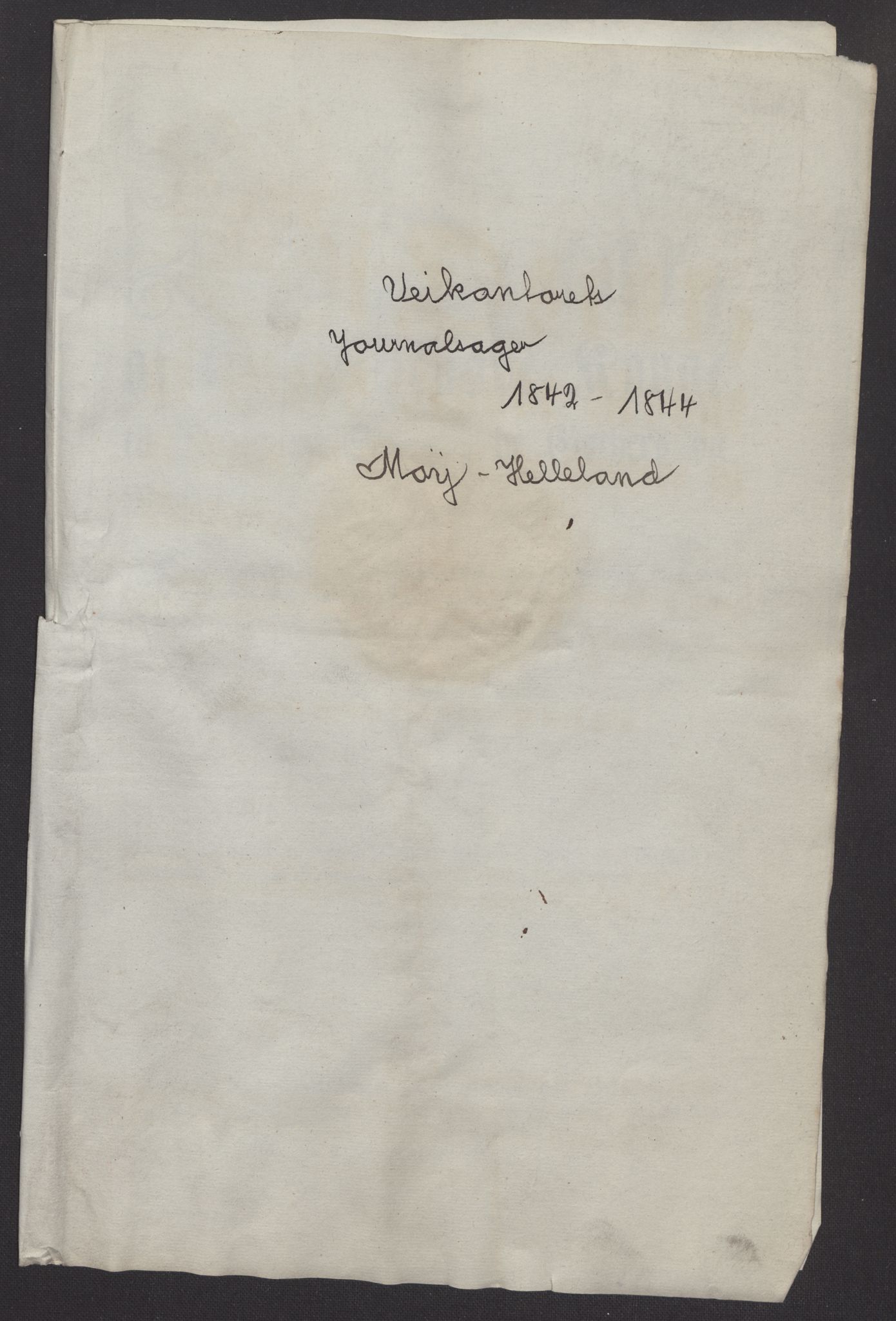 Indredepartementet, Veikontoret V, AV/RA-S-1127/E/L0058/0001: Diverse arkivsaker fra Veikontoret / Journalsaker vedkommende veien Moy-Helleland, 1842-1844
