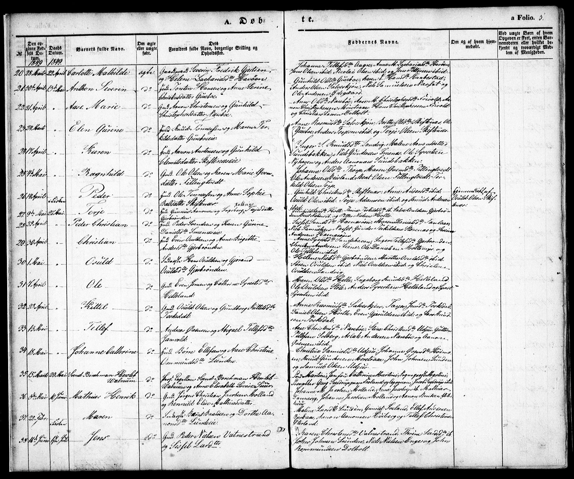 Hommedal sokneprestkontor, SAK/1111-0023/F/Fa/Fab/L0004: Parish register (official) no. A 4, 1848-1860, p. 5