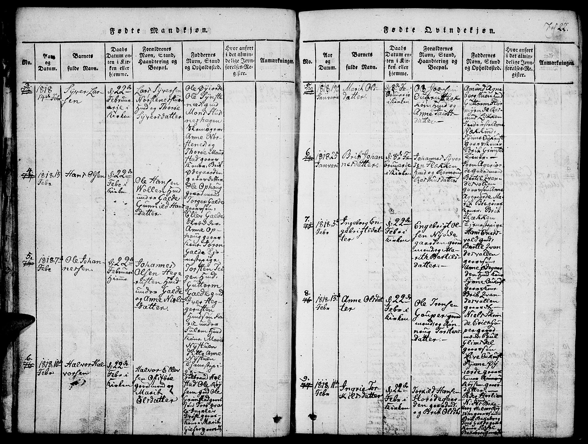 Lom prestekontor, SAH/PREST-070/L/L0001: Parish register (copy) no. 1, 1815-1836, p. 22