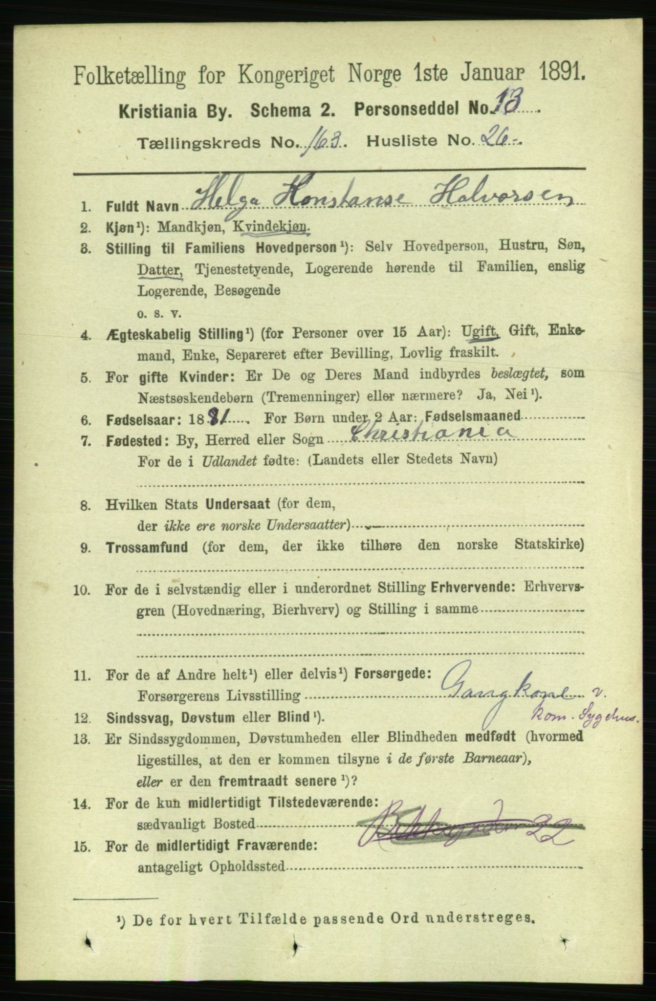 RA, 1891 census for 0301 Kristiania, 1891, p. 94149