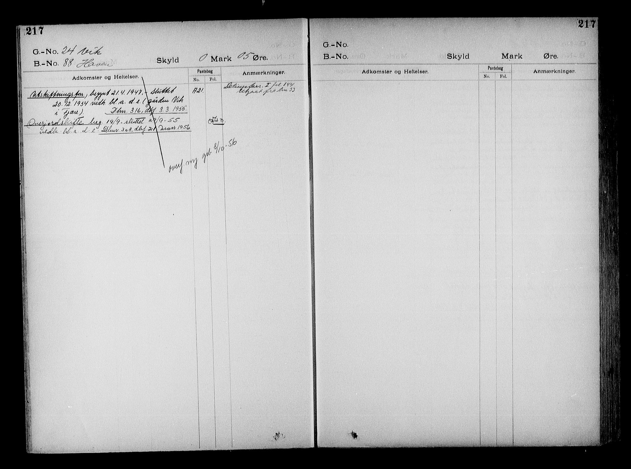 Vestre Nedenes/Sand sorenskriveri, SAK/1221-0010/G/Ga/L0022: Mortgage register no. 15, 1899-1957, p. 217