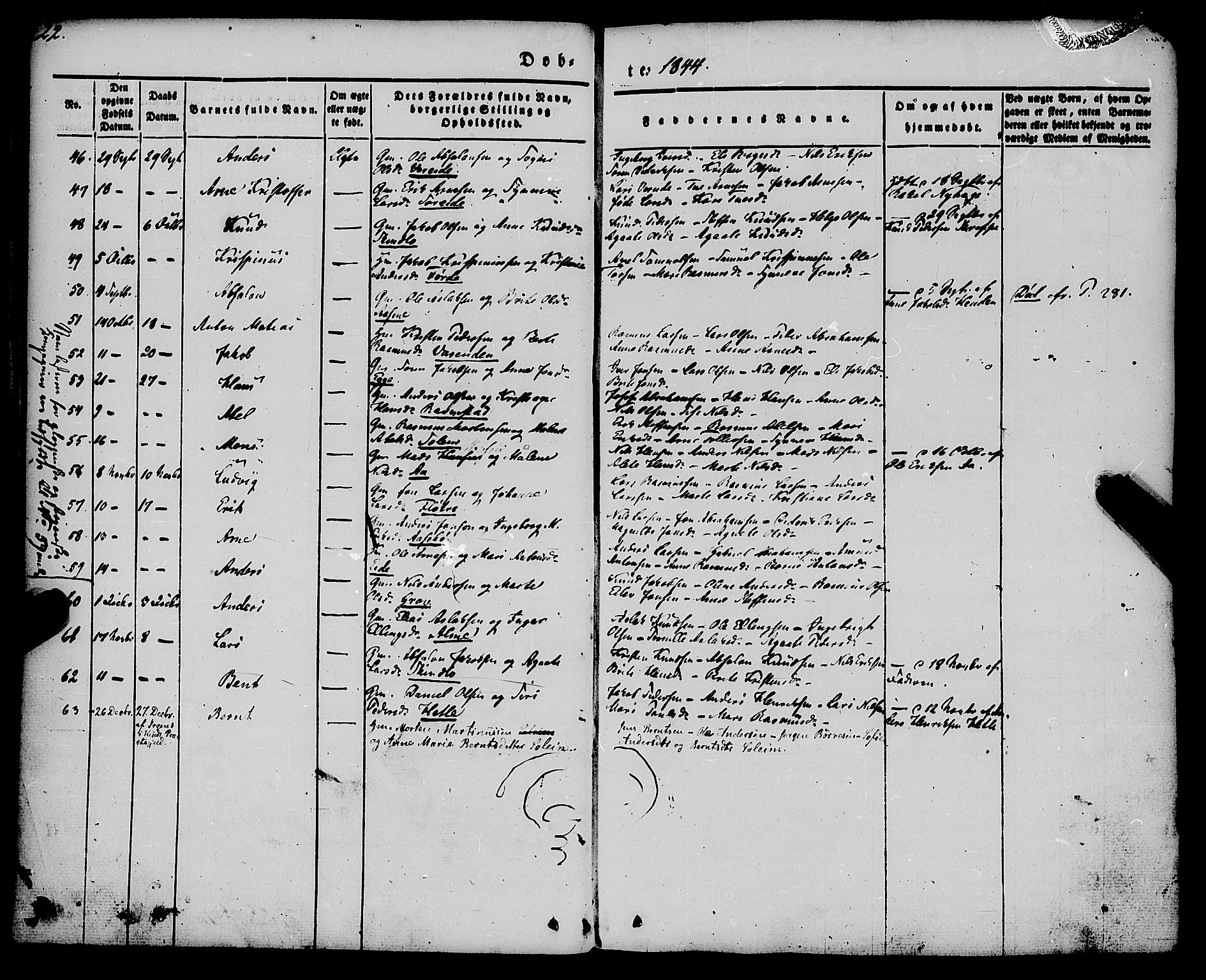 Gloppen sokneprestembete, AV/SAB-A-80101/H/Haa/Haaa/L0008: Parish register (official) no. A 8, 1837-1855, p. 22