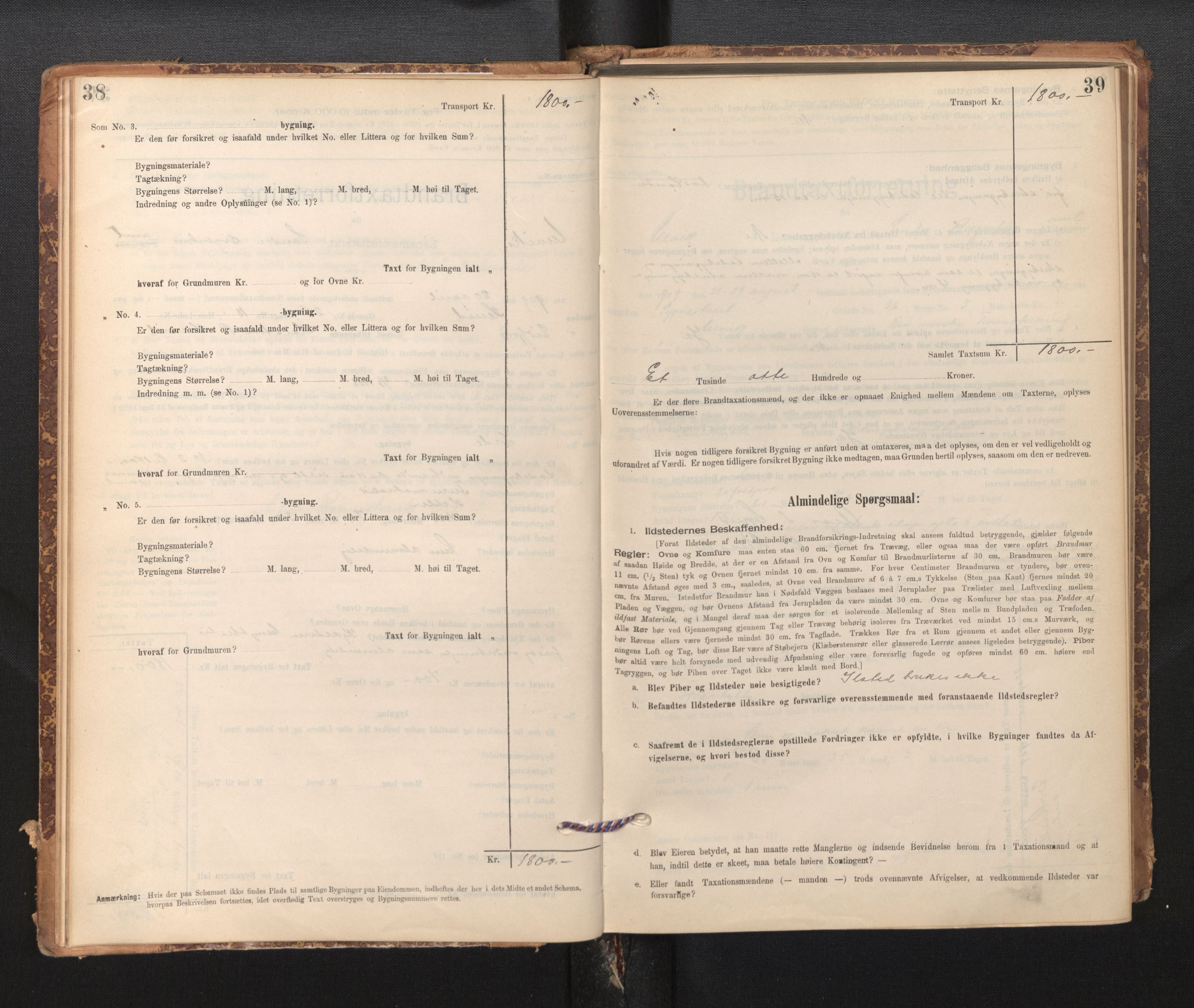 Lensmannen i Ulvik, SAB/A-35601/0012/L0003: Branntakstprotokoll, skjematakst, 1895-1946, p. 38-39