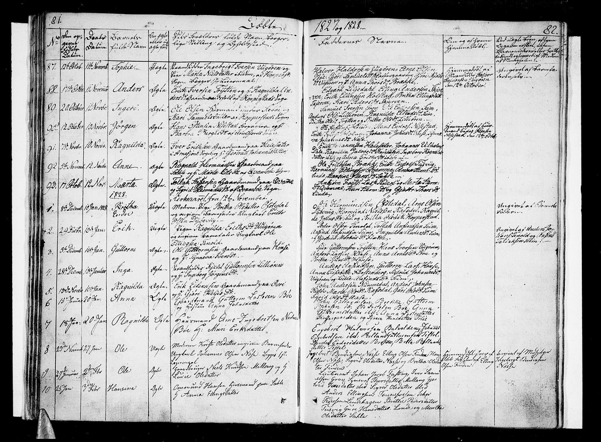 Vik sokneprestembete, SAB/A-81501: Parish register (official) no. A 6, 1821-1831, p. 81-82