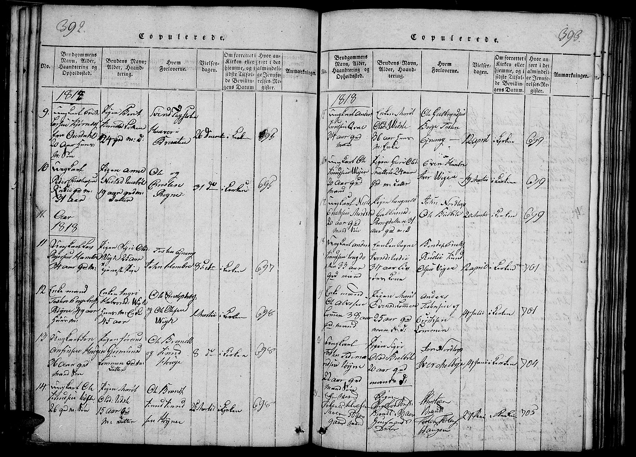 Slidre prestekontor, SAH/PREST-134/H/Ha/Haa/L0002: Parish register (official) no. 2, 1814-1830, p. 392-393
