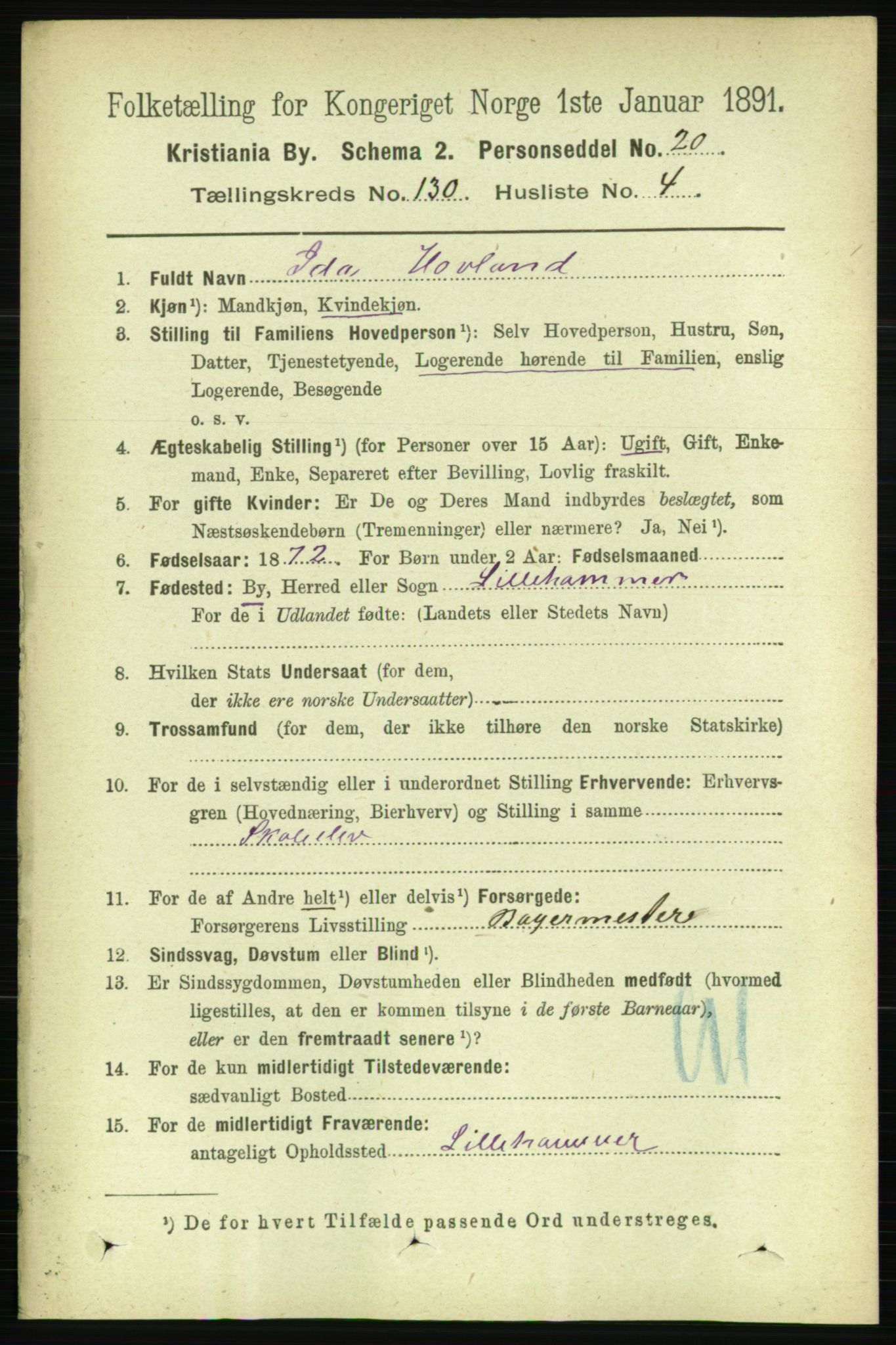 RA, 1891 census for 0301 Kristiania, 1891, p. 70113