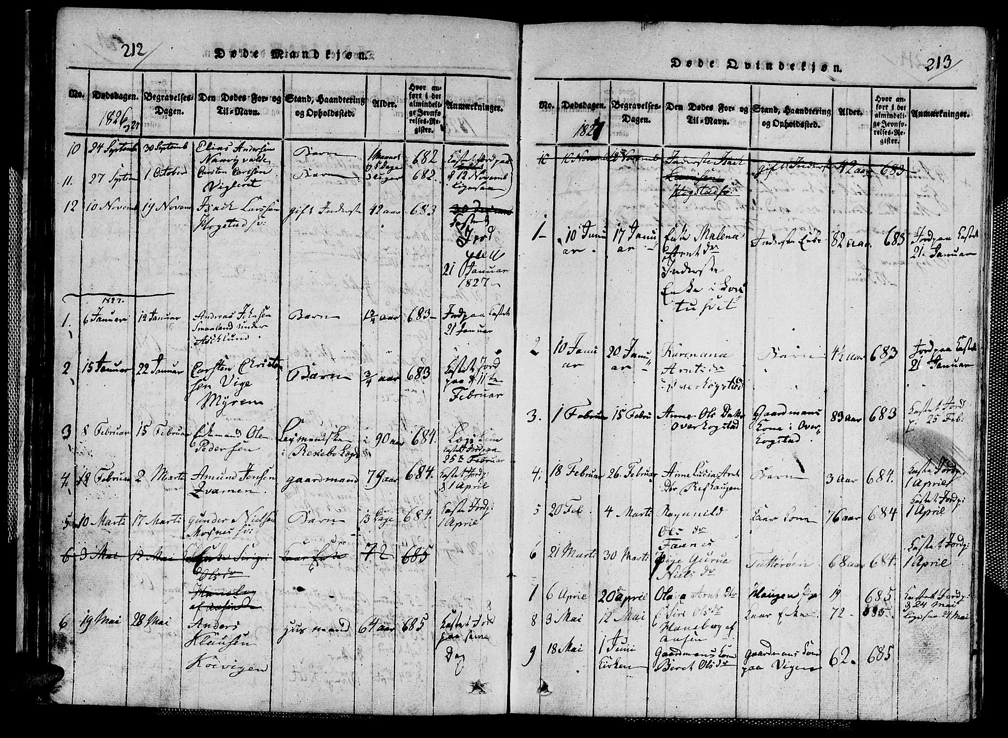 Ministerialprotokoller, klokkerbøker og fødselsregistre - Nord-Trøndelag, SAT/A-1458/713/L0124: Parish register (copy) no. 713C01, 1817-1827, p. 212-213
