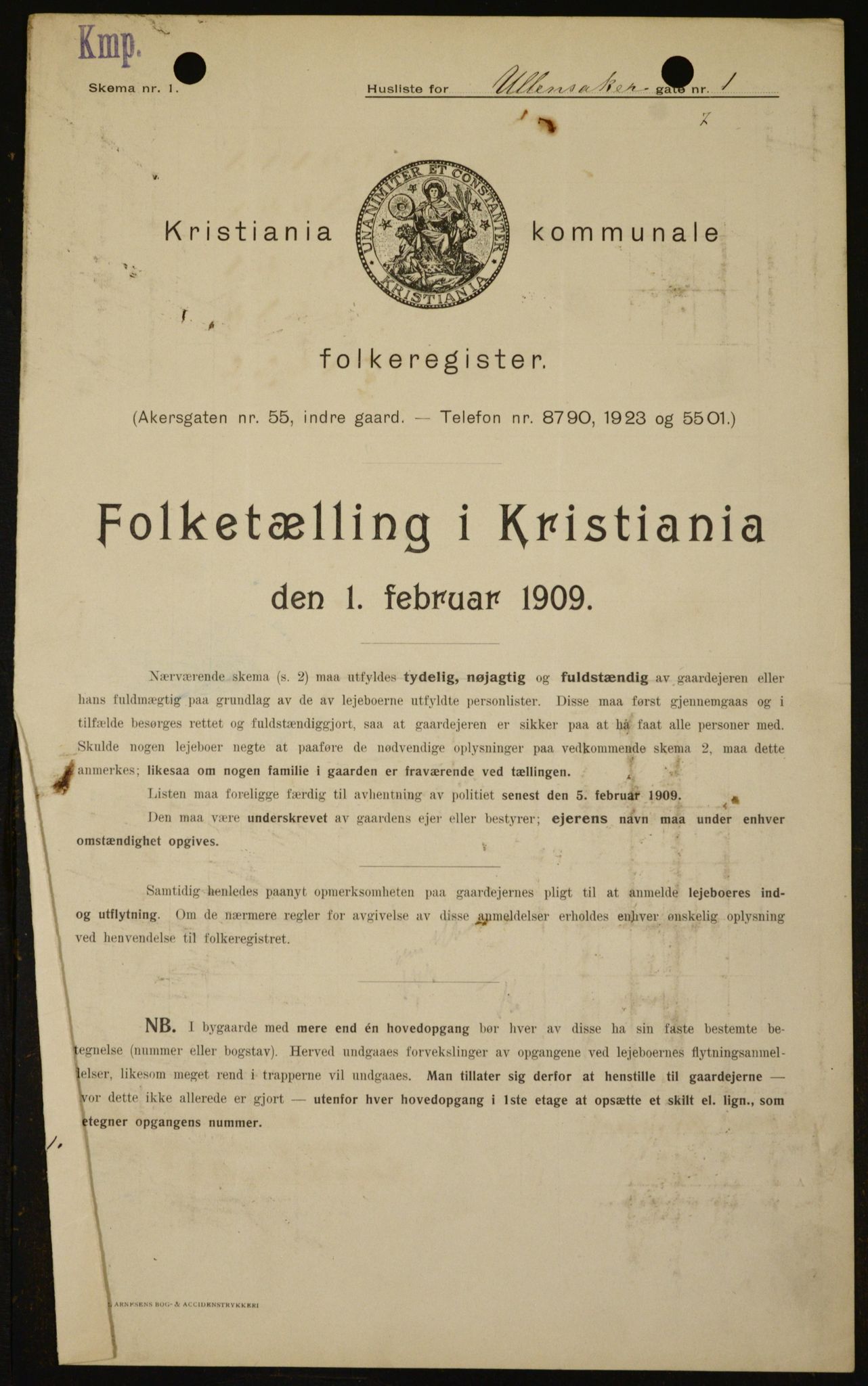 OBA, Municipal Census 1909 for Kristiania, 1909, p. 107611