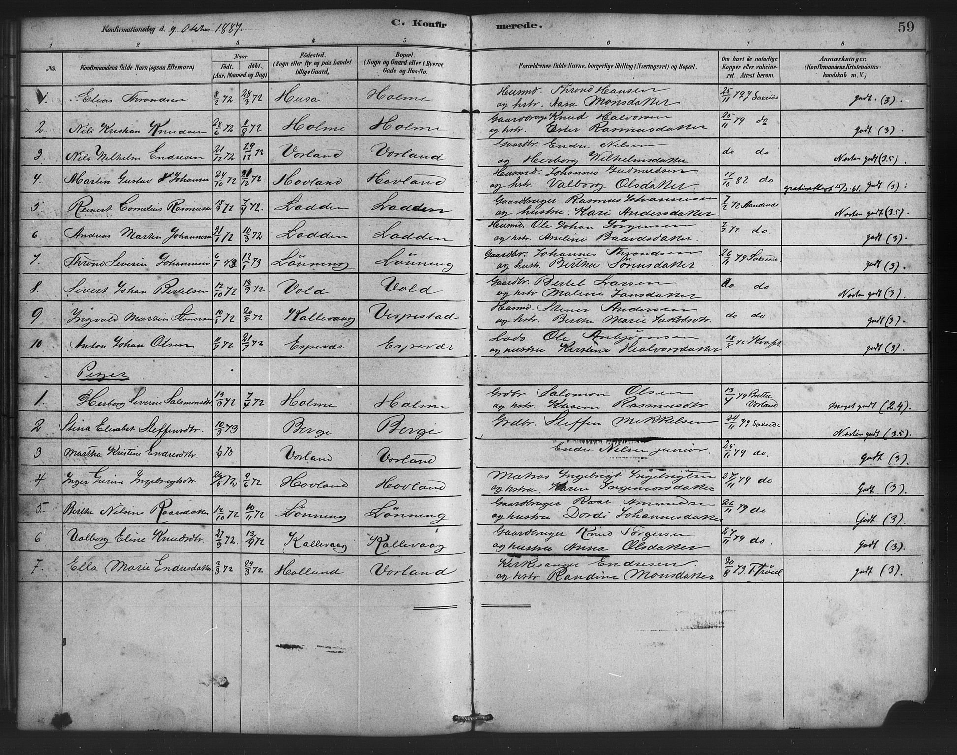 Finnås sokneprestembete, SAB/A-99925/H/Ha/Haa/Haad/L0001: Parish register (official) no. D 1, 1880-1894, p. 59