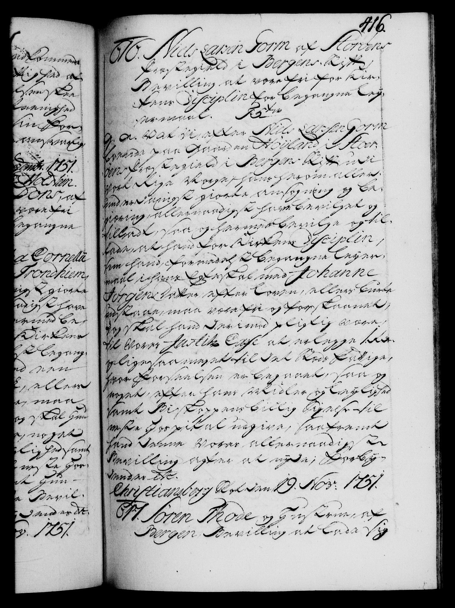 Danske Kanselli 1572-1799, AV/RA-EA-3023/F/Fc/Fca/Fcaa/L0037: Norske registre, 1751-1752, p. 416a