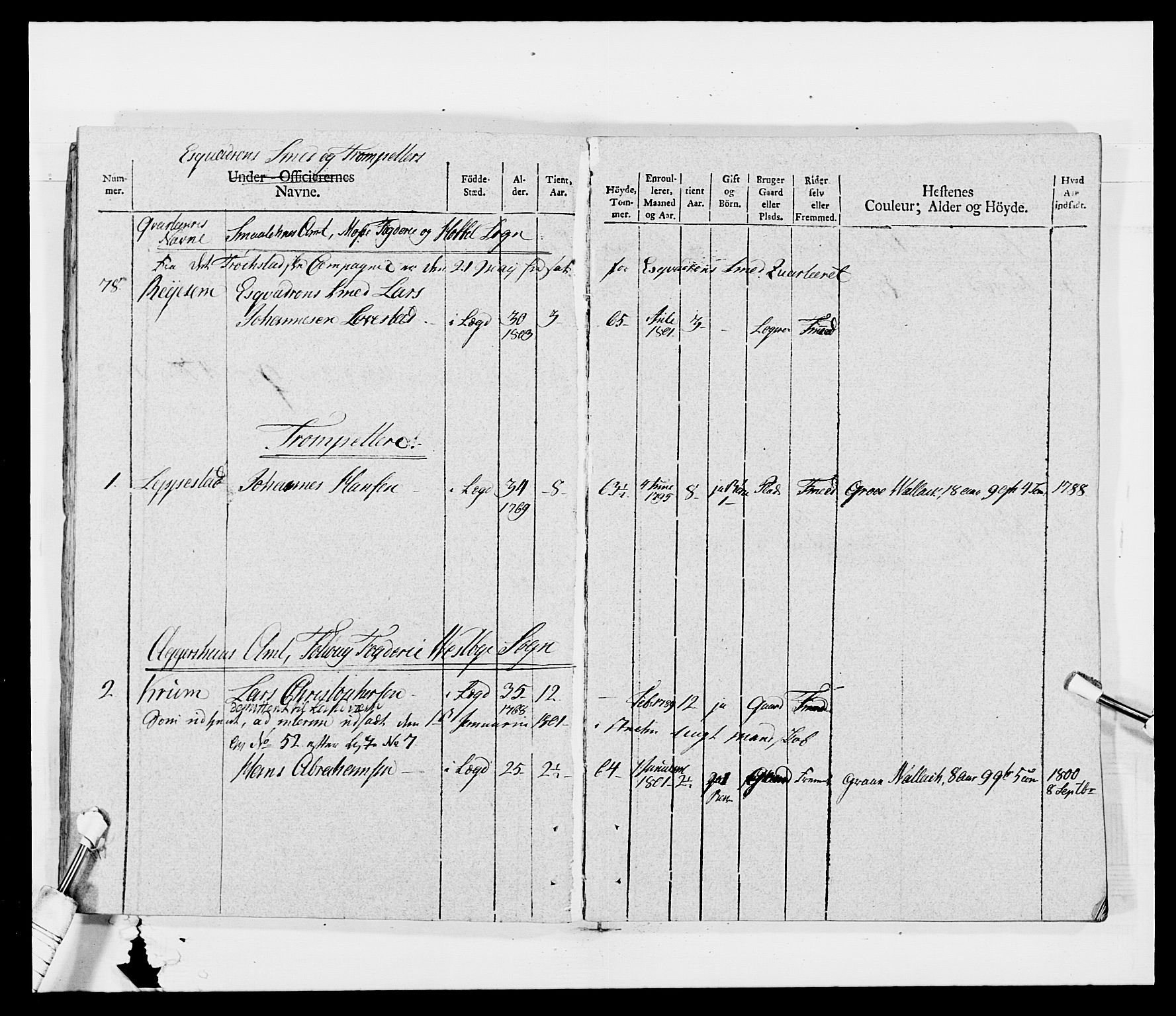 Generalitets- og kommissariatskollegiet, Det kongelige norske kommissariatskollegium, AV/RA-EA-5420/E/Eh/L0011: Smålenske dragonregiment, 1795-1807, p. 485