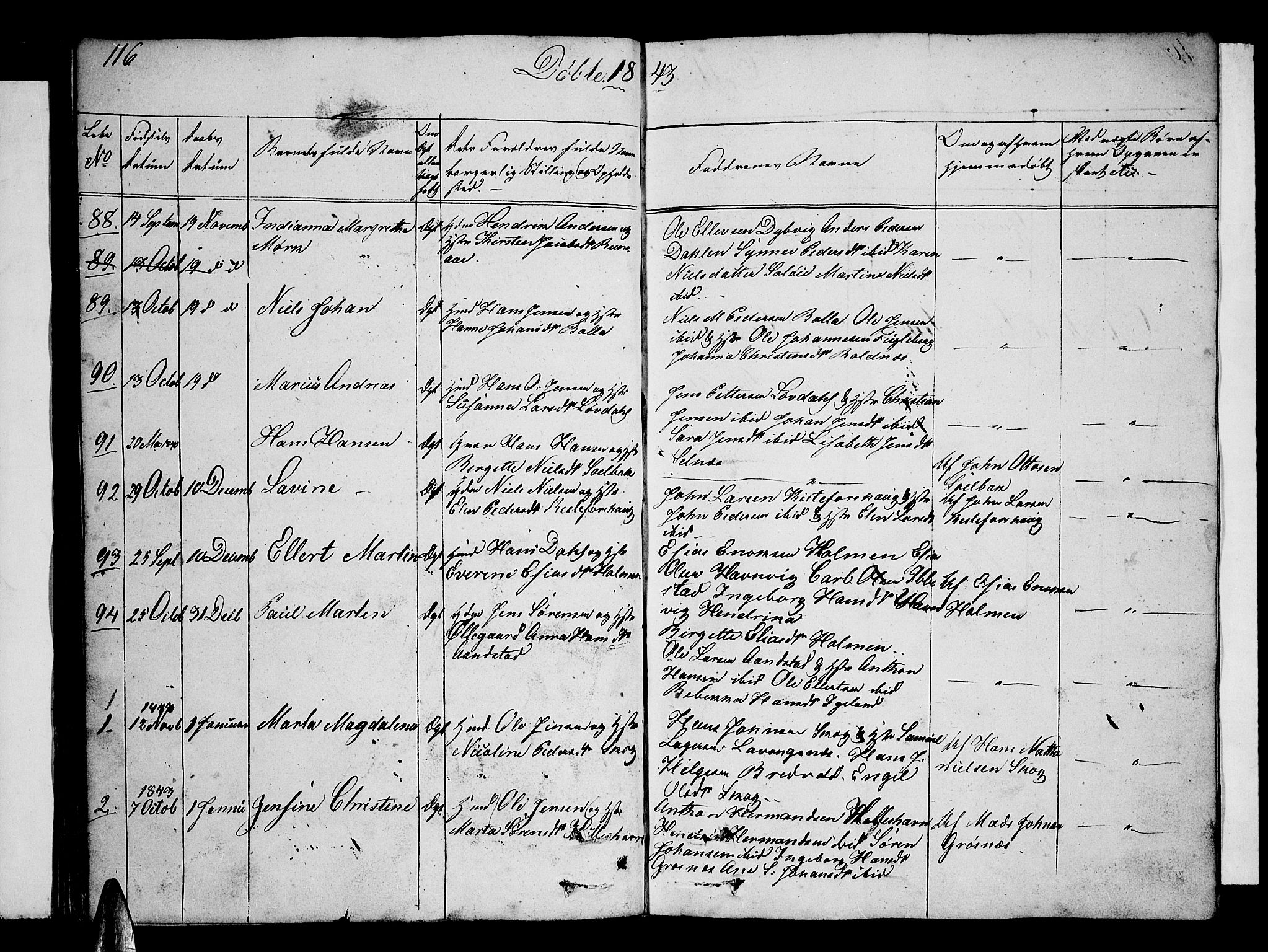 Ibestad sokneprestembete, SATØ/S-0077/H/Ha/Hab/L0003klokker: Parish register (copy) no. 3, 1833-1852, p. 116