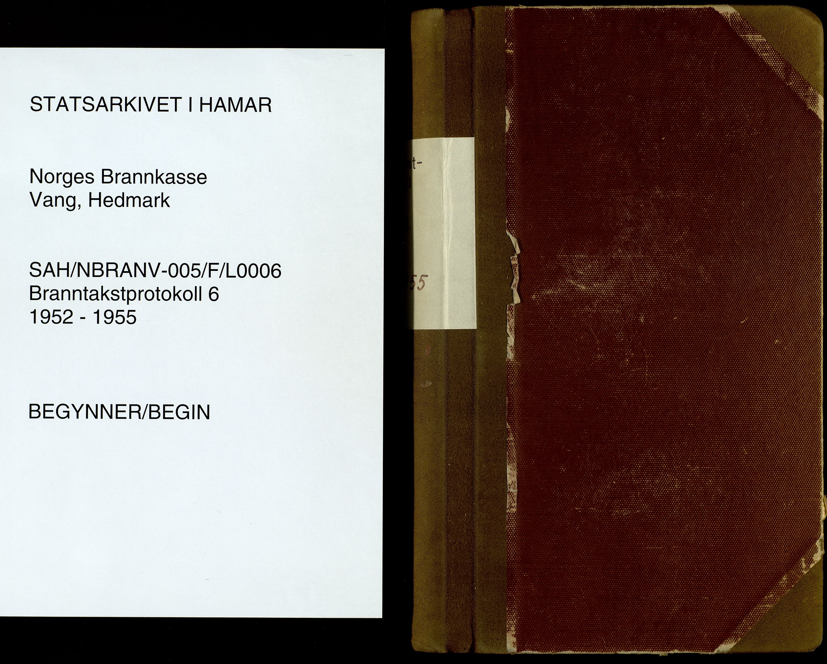 Norges Brannkasse, Vang, Hedmark, AV/SAH-NBRANV-005/F/L0006: Branntakstprotokoll, 1952-1955