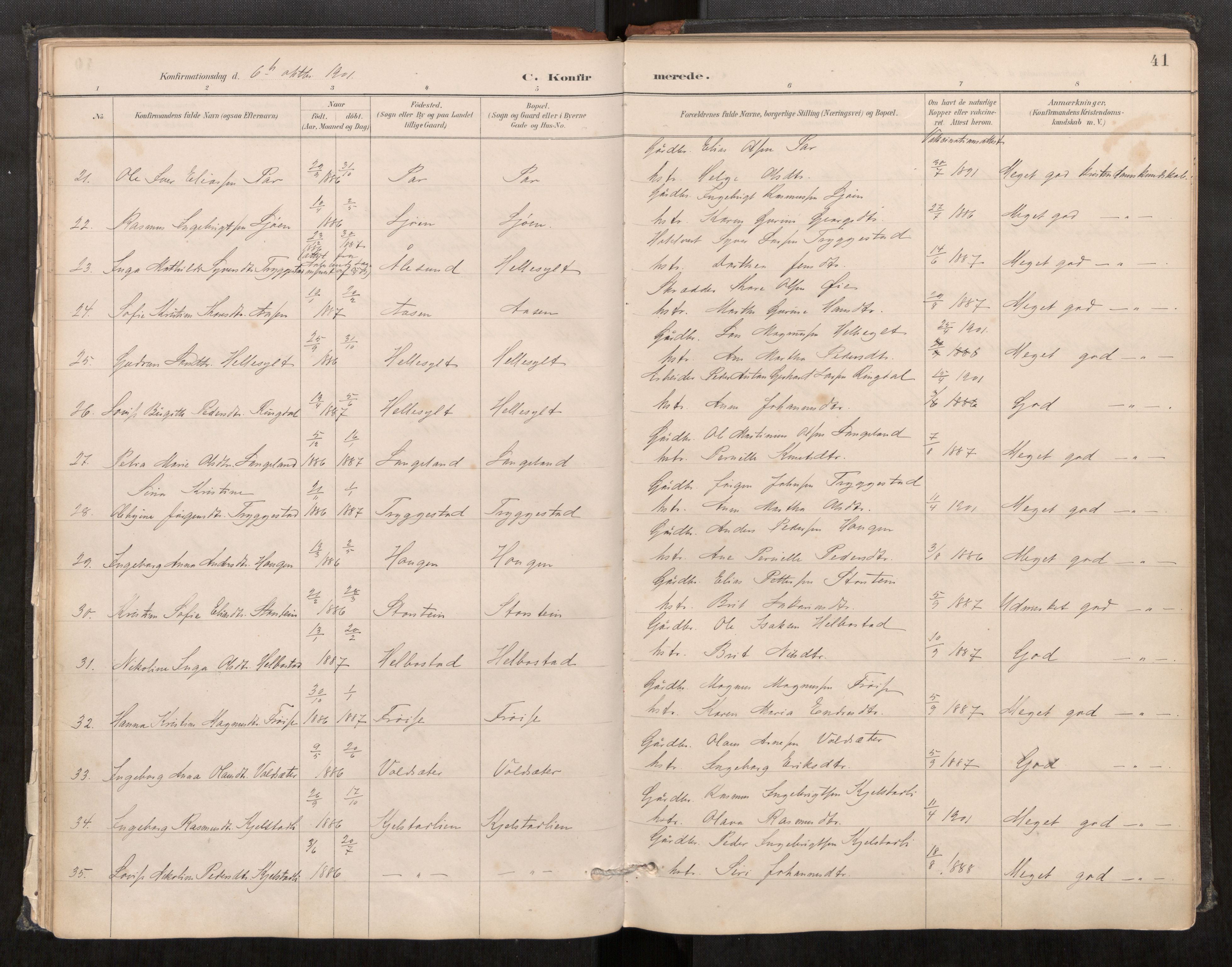 Sunnylven sokneprestkontor, AV/SAT-A-1007: Parish register (official) no. 517A09, 1887-1910, p. 41