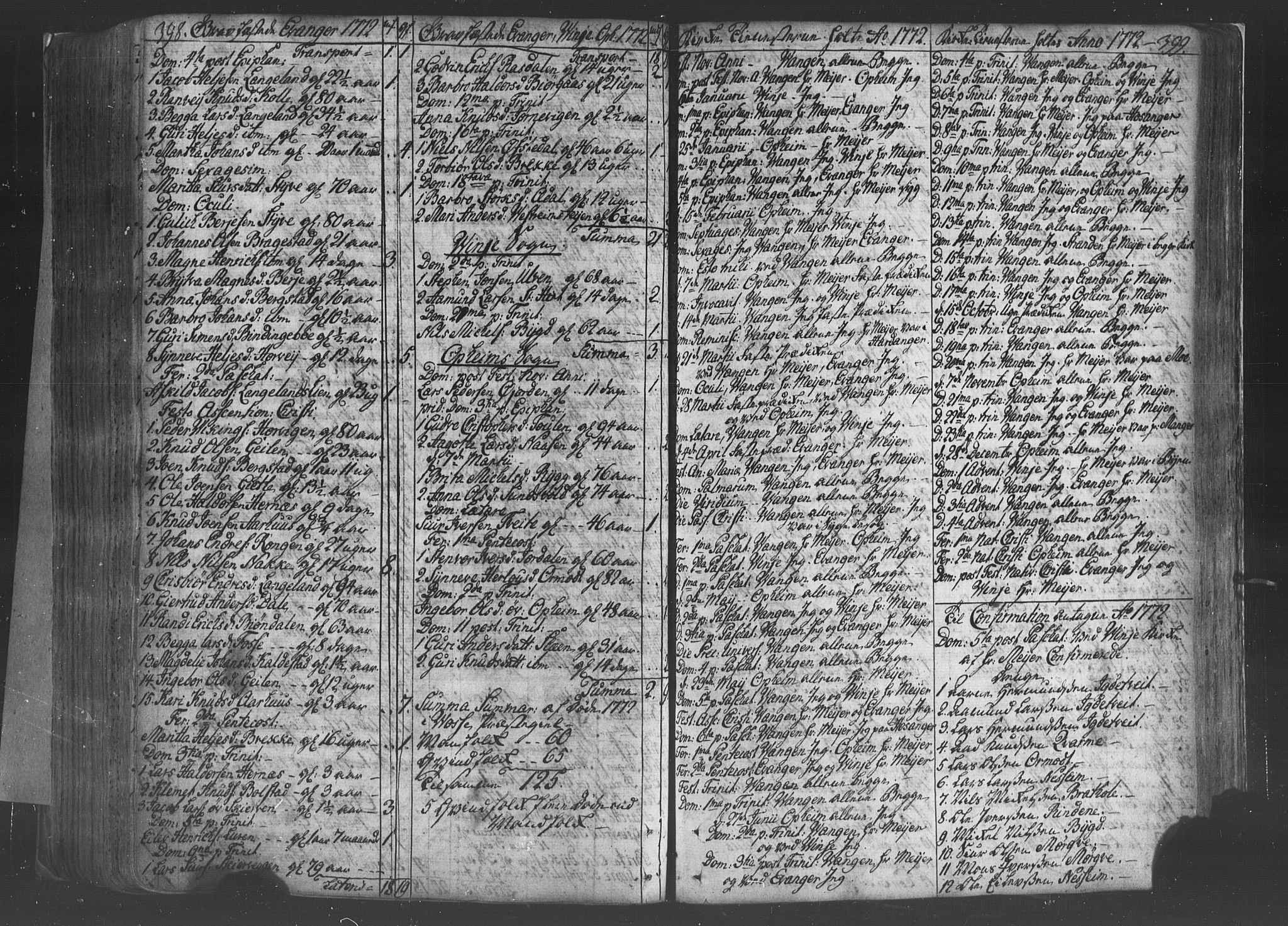 Voss sokneprestembete, AV/SAB-A-79001/H/Haa: Parish register (official) no. A 8, 1752-1780, p. 398-399