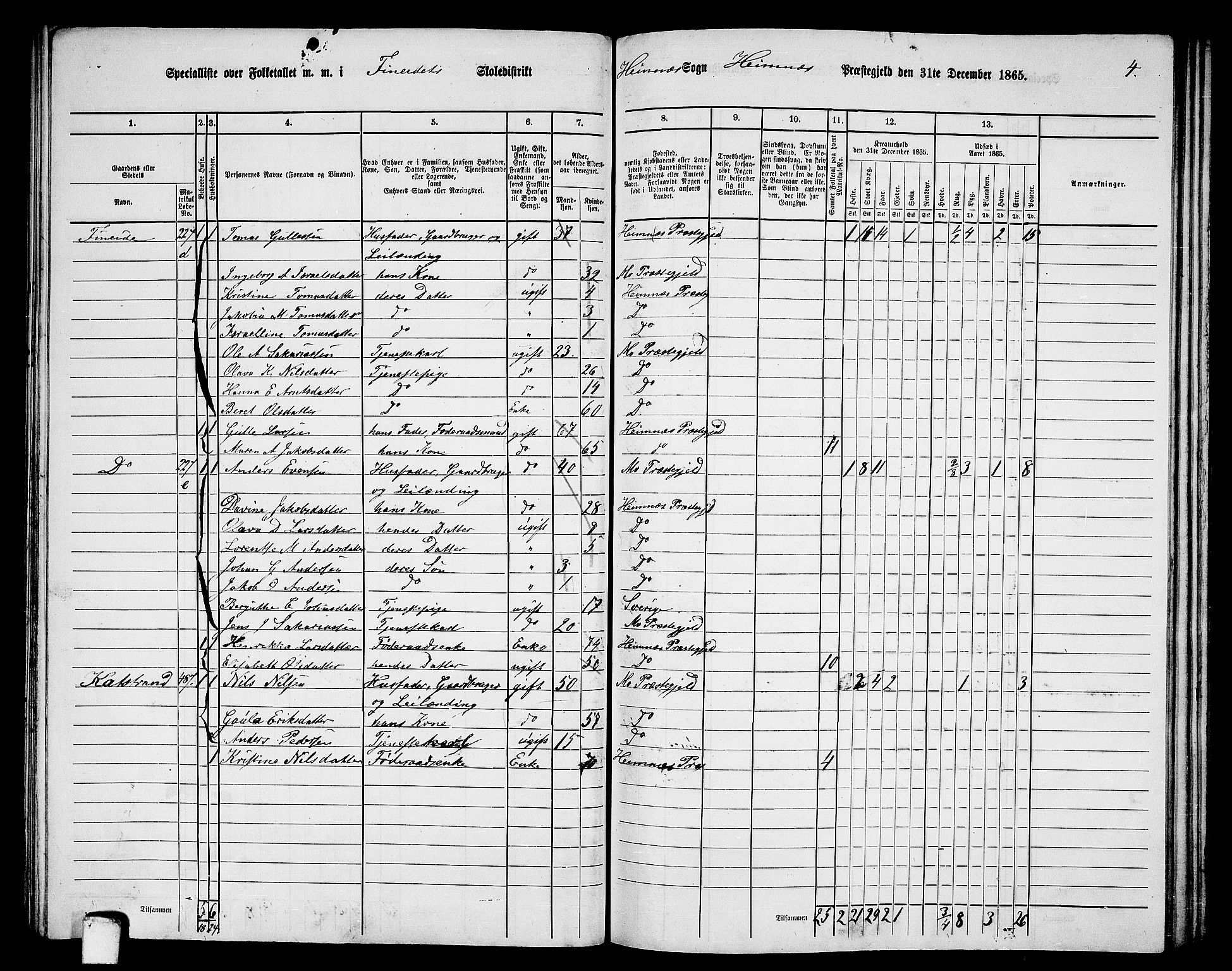 RA, 1865 census for Hemnes, 1865, p. 81