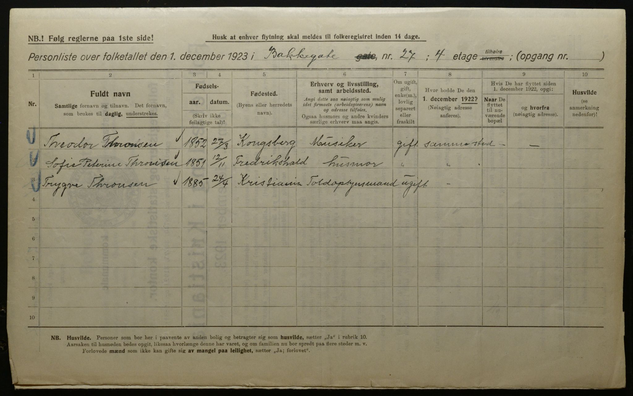 OBA, Municipal Census 1923 for Kristiania, 1923, p. 3612