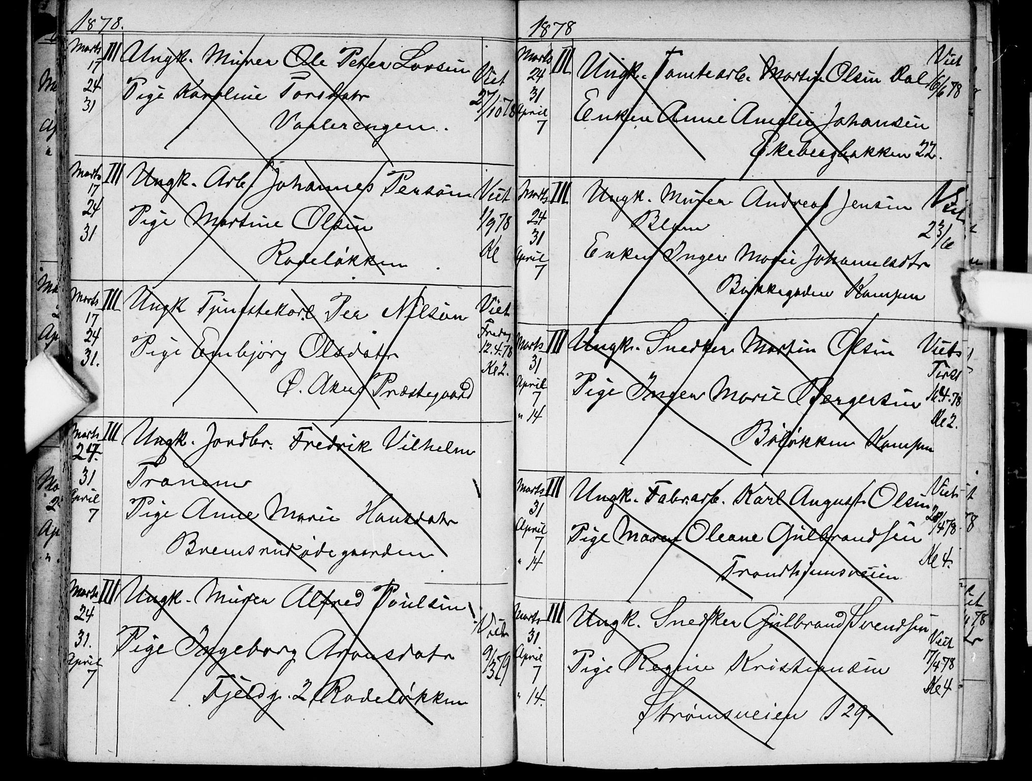 Østre Aker prestekontor Kirkebøker, AV/SAO-A-10840/H/Ha/L0003: Banns register no. I 3, 1873-1878