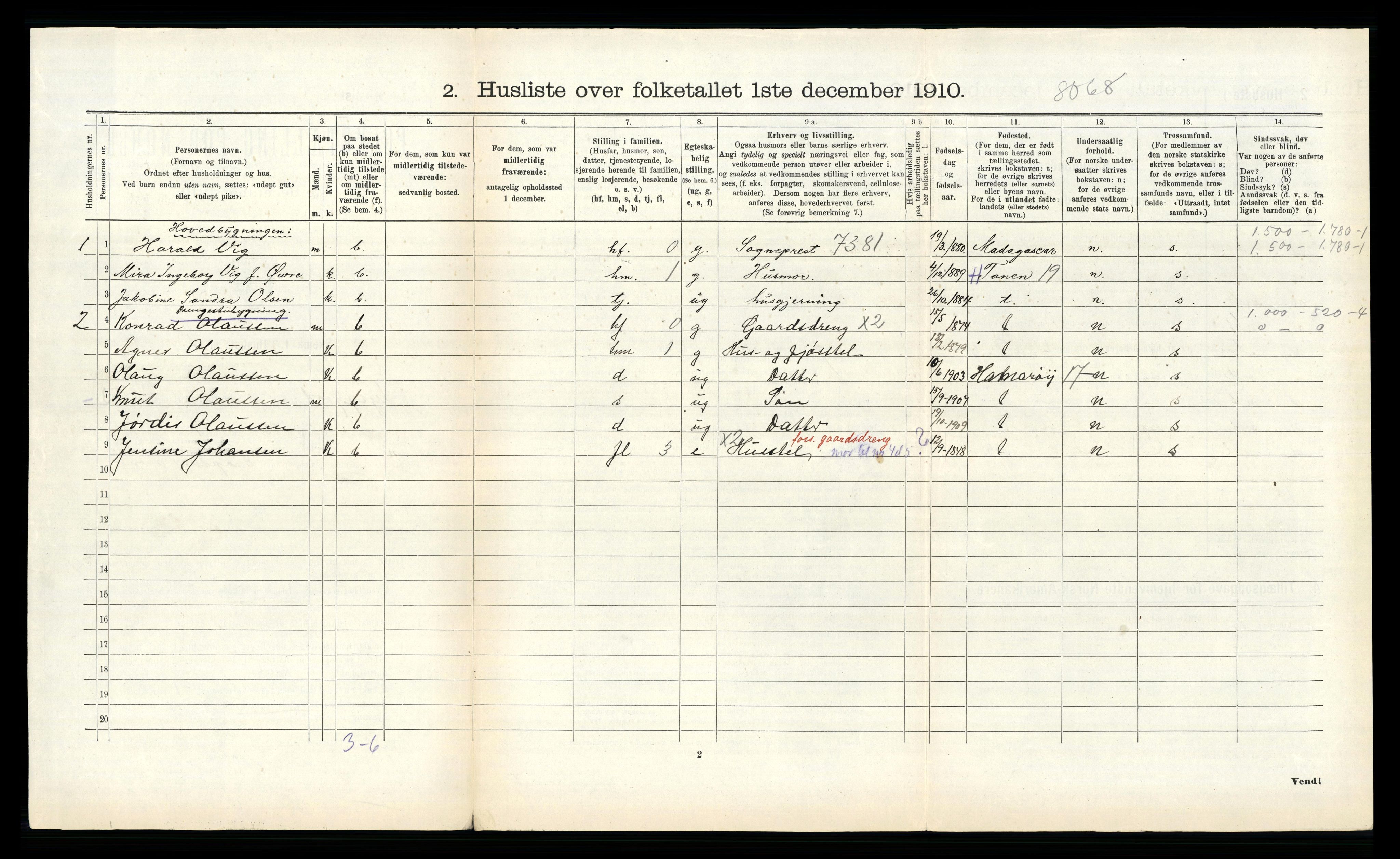 RA, 1910 census for Tysfjord, 1910, p. 442