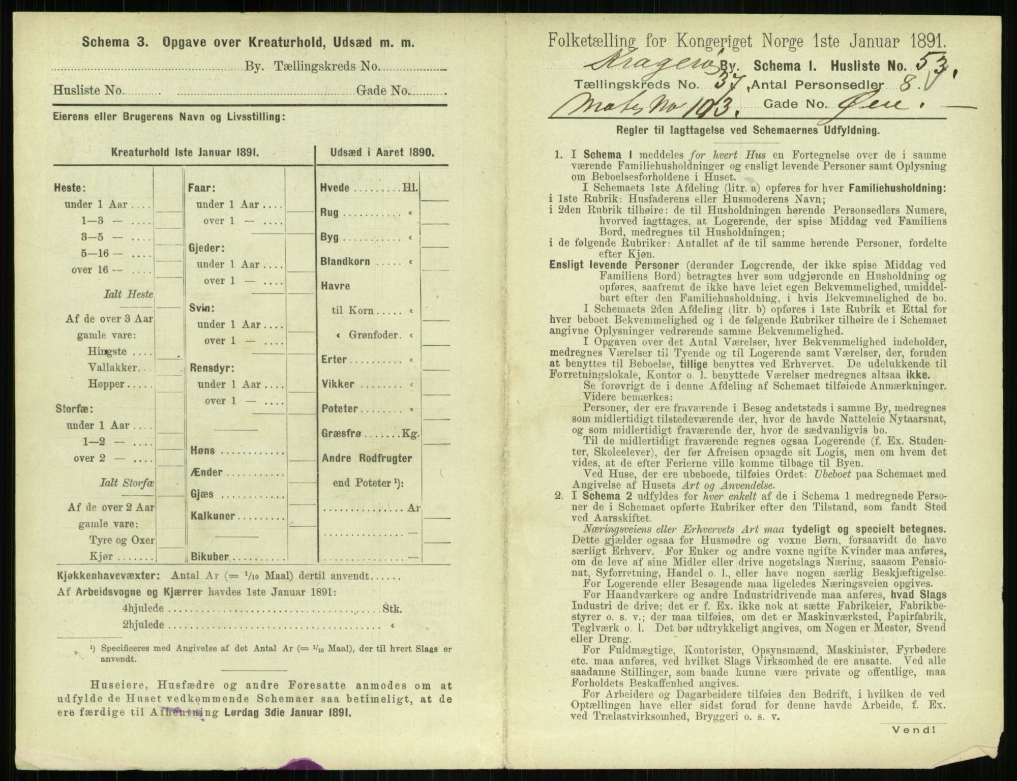 RA, 1891 census for 0801 Kragerø, 1891, p. 1550