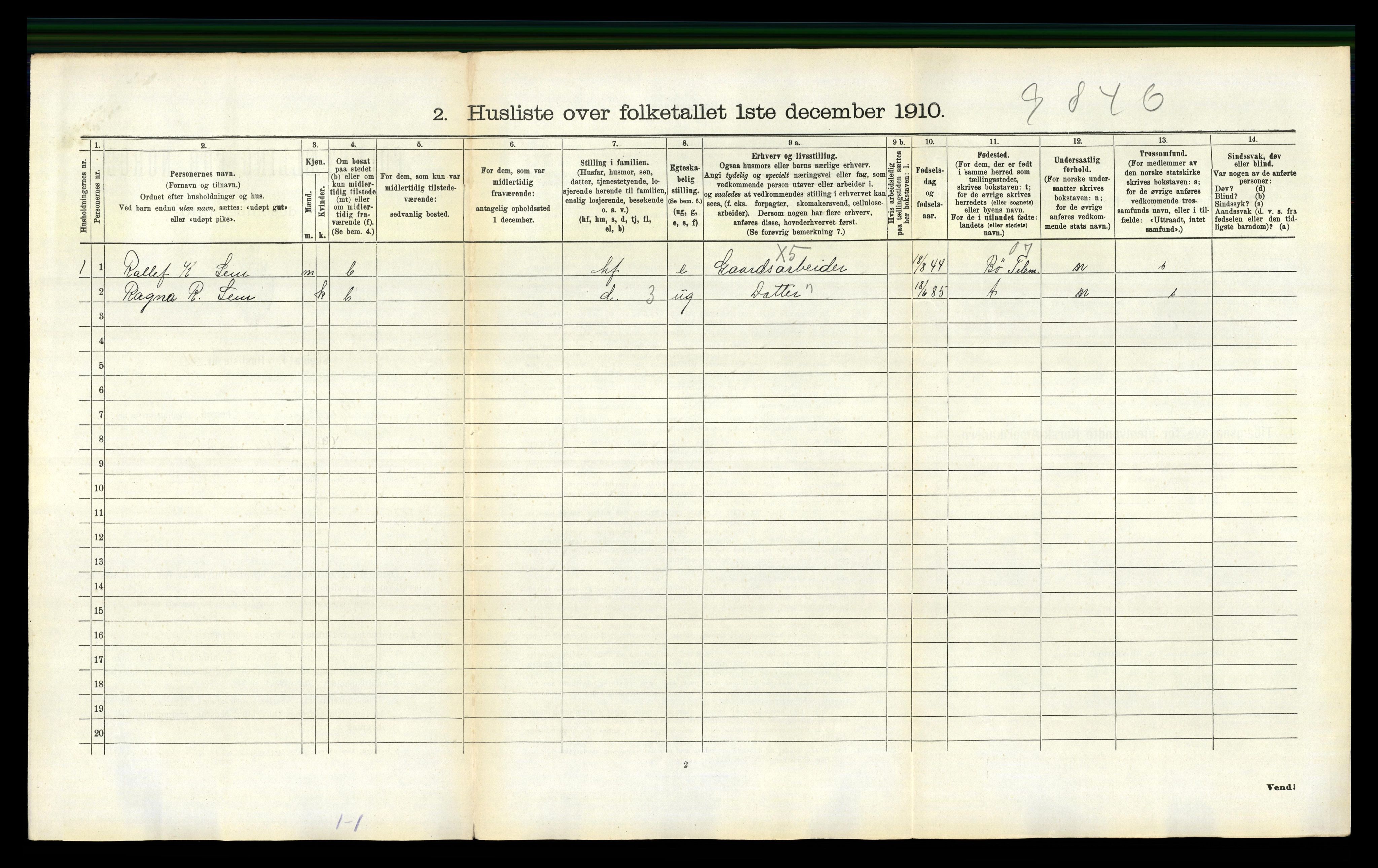 RA, 1910 census for Gjerpen, 1910, p. 886