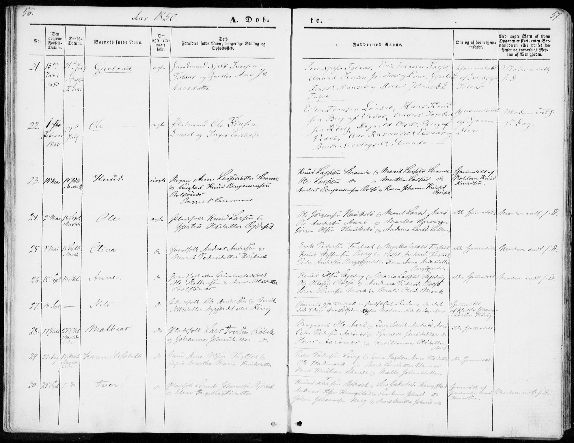 Ministerialprotokoller, klokkerbøker og fødselsregistre - Møre og Romsdal, AV/SAT-A-1454/555/L0653: Parish register (official) no. 555A04, 1843-1869, p. 56-57