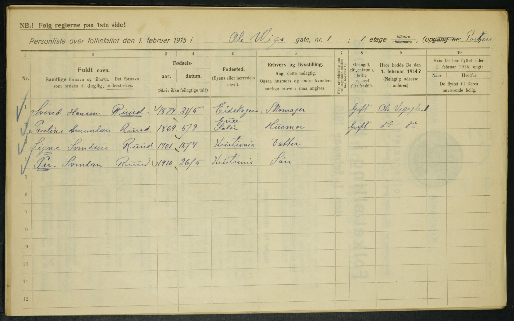 OBA, Municipal Census 1915 for Kristiania, 1915, p. 74842