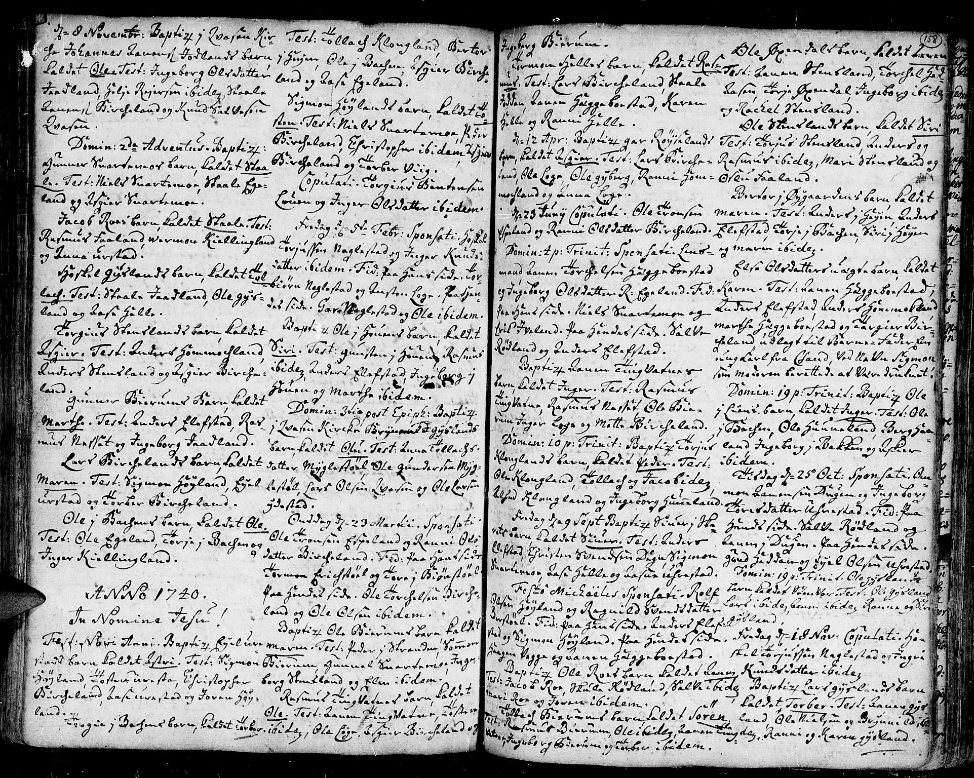 Kvinesdal sokneprestkontor, SAK/1111-0026/F/Fa/Fab/L0001: Parish register (official) no. A 1 /3, 1710-1760, p. 158