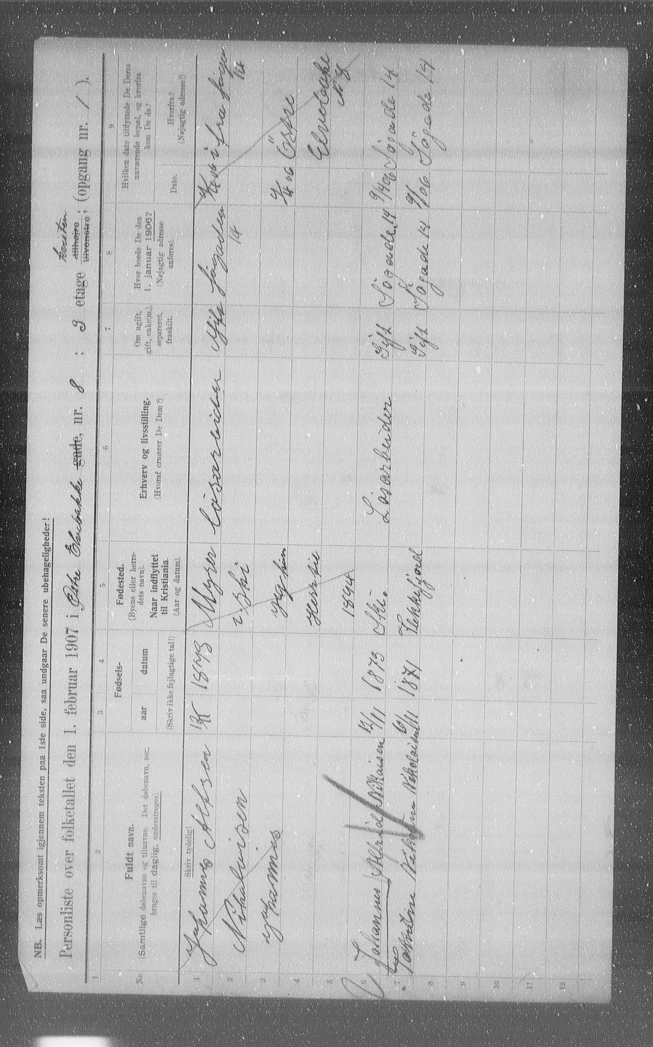 OBA, Municipal Census 1907 for Kristiania, 1907, p. 65776