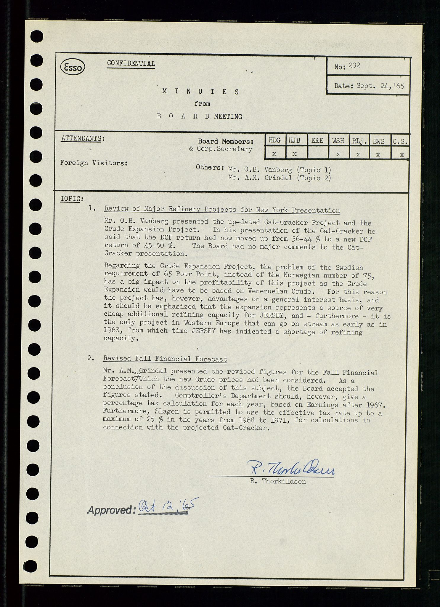 Pa 0982 - Esso Norge A/S, AV/SAST-A-100448/A/Aa/L0002/0001: Den administrerende direksjon Board minutes (styrereferater) / Den administrerende direksjon Board minutes (styrereferater), 1965, p. 45