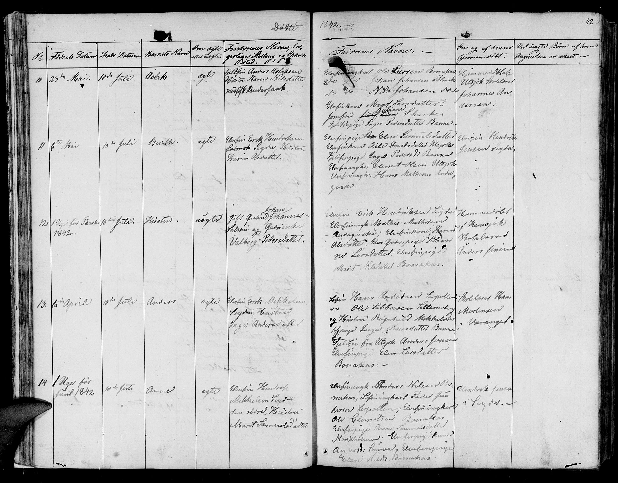 Lebesby sokneprestkontor, AV/SATØ-S-1353/H/Ha/L0003kirke: Parish register (official) no. 3, 1833-1852, p. 42