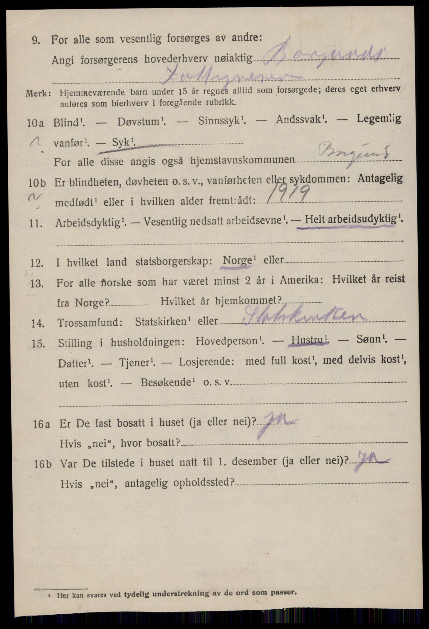 SAT, 1920 census for Borgund, 1920, p. 18087