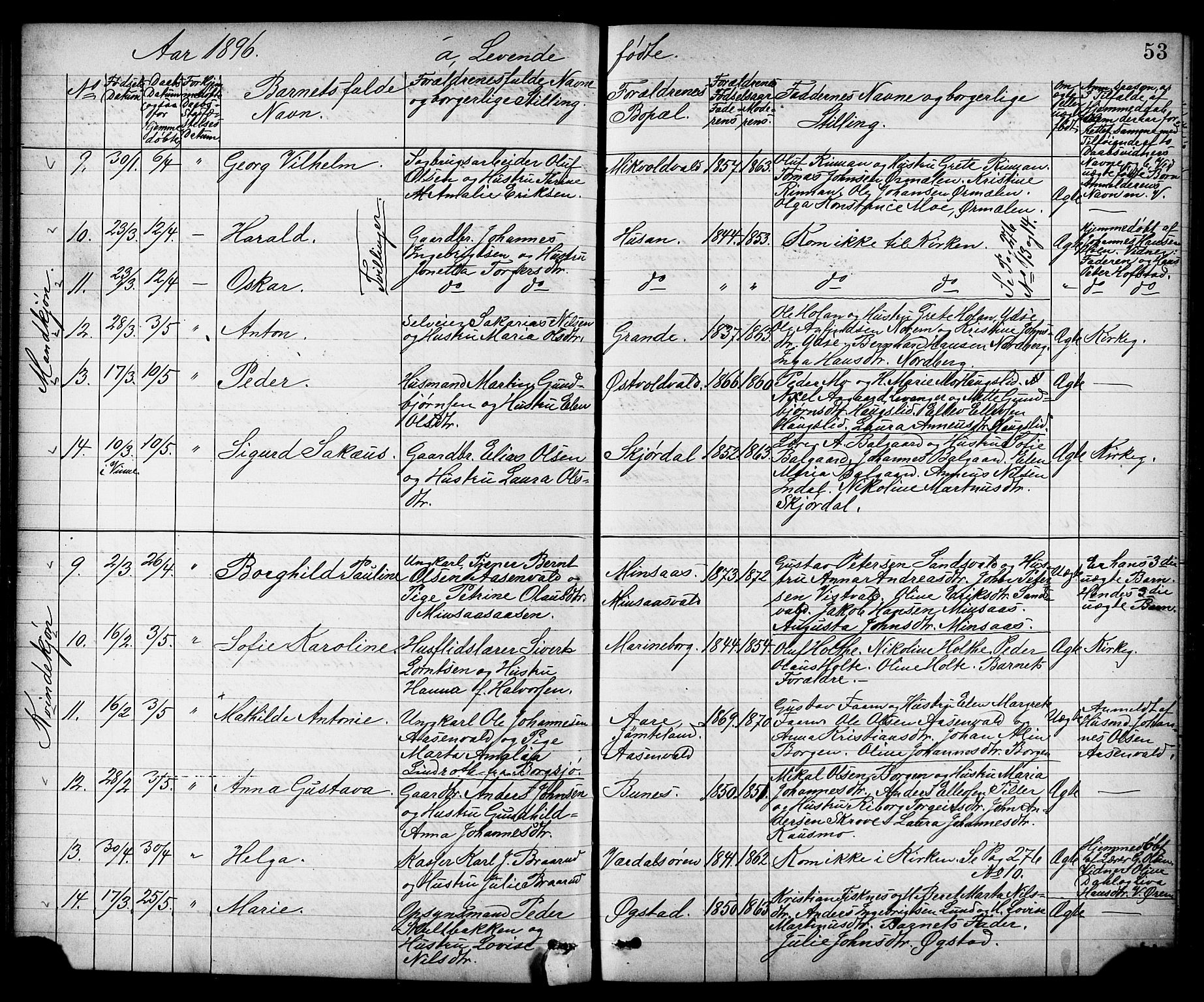 Ministerialprotokoller, klokkerbøker og fødselsregistre - Nord-Trøndelag, AV/SAT-A-1458/723/L0257: Parish register (copy) no. 723C05, 1890-1907, p. 53