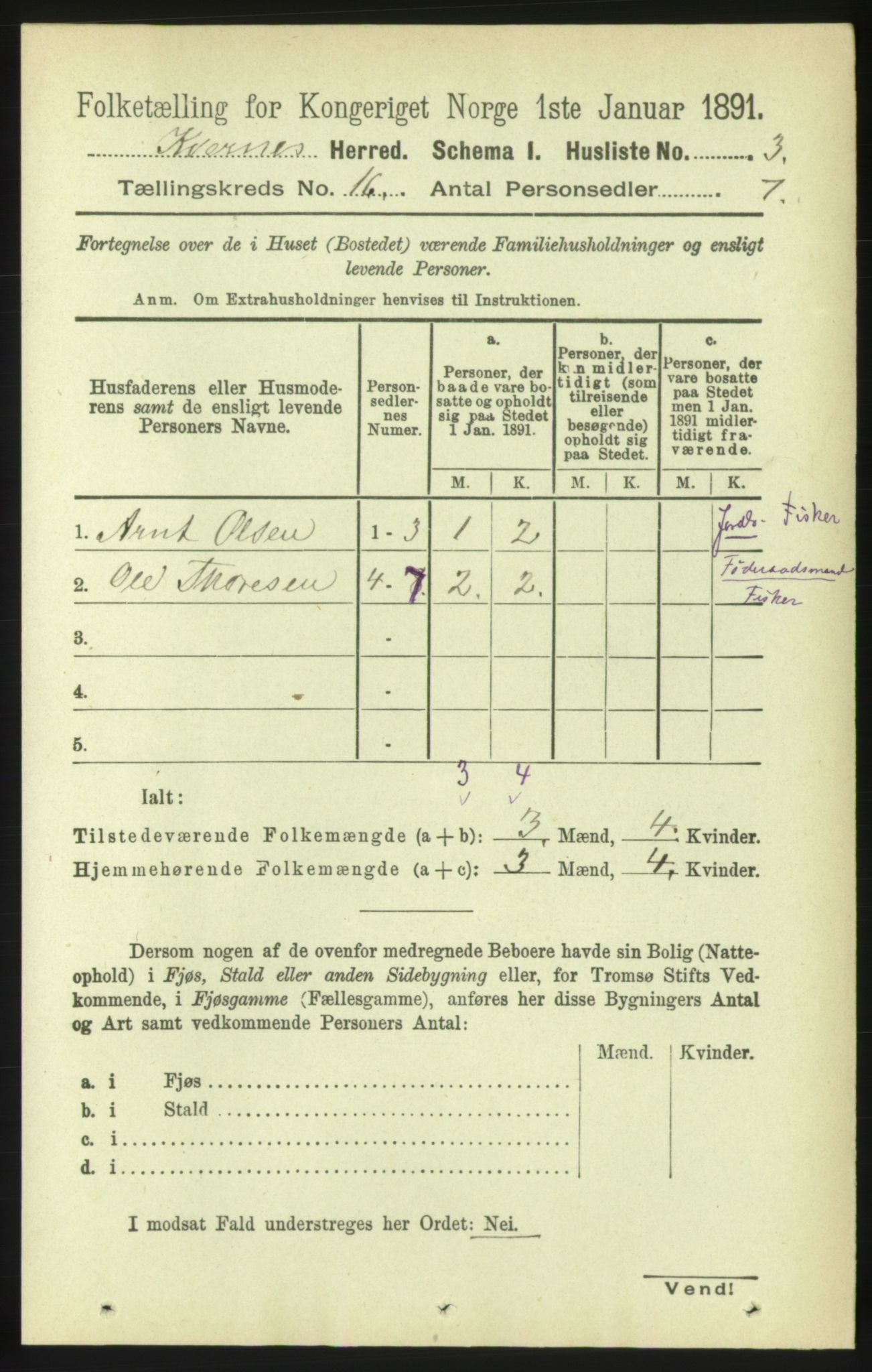 RA, 1891 census for 1553 Kvernes, 1891, p. 6358