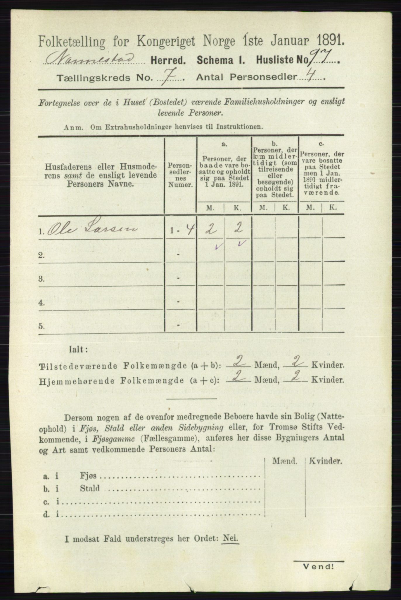 RA, 1891 census for 0238 Nannestad, 1891, p. 3737