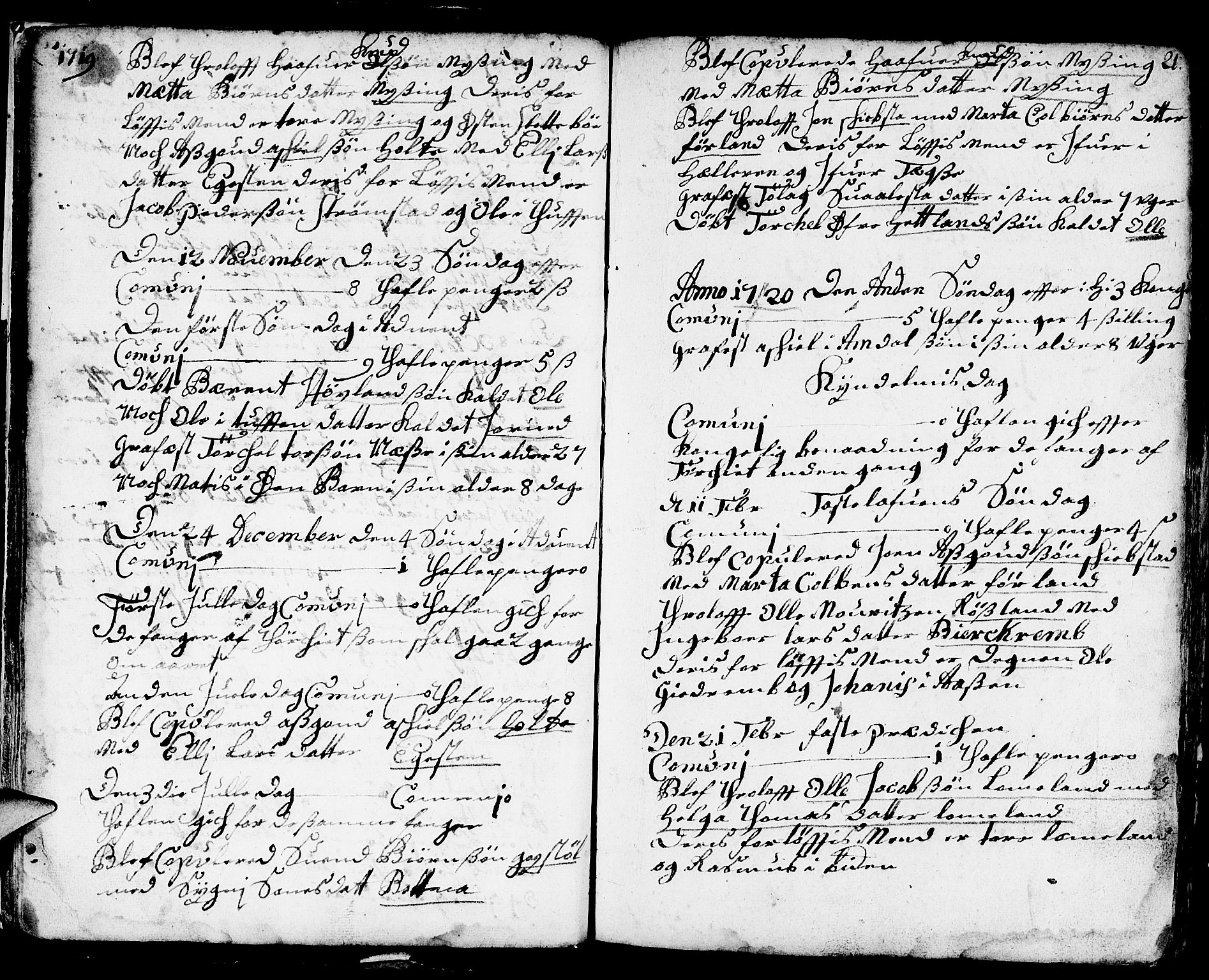 Helleland sokneprestkontor, SAST/A-101810: Parish register (official) no. A 1 /1, 1713-1761, p. 21