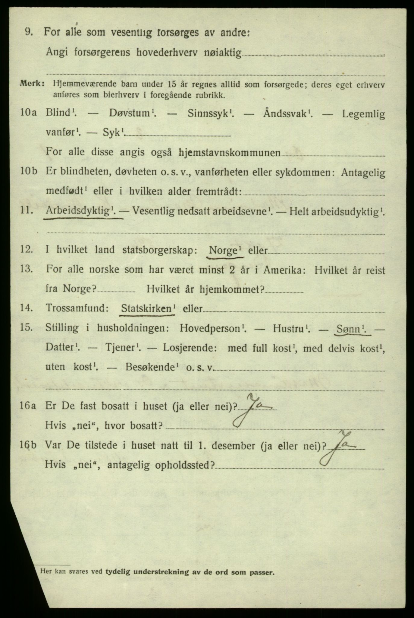 SAB, 1920 census for Os, 1920, p. 1195