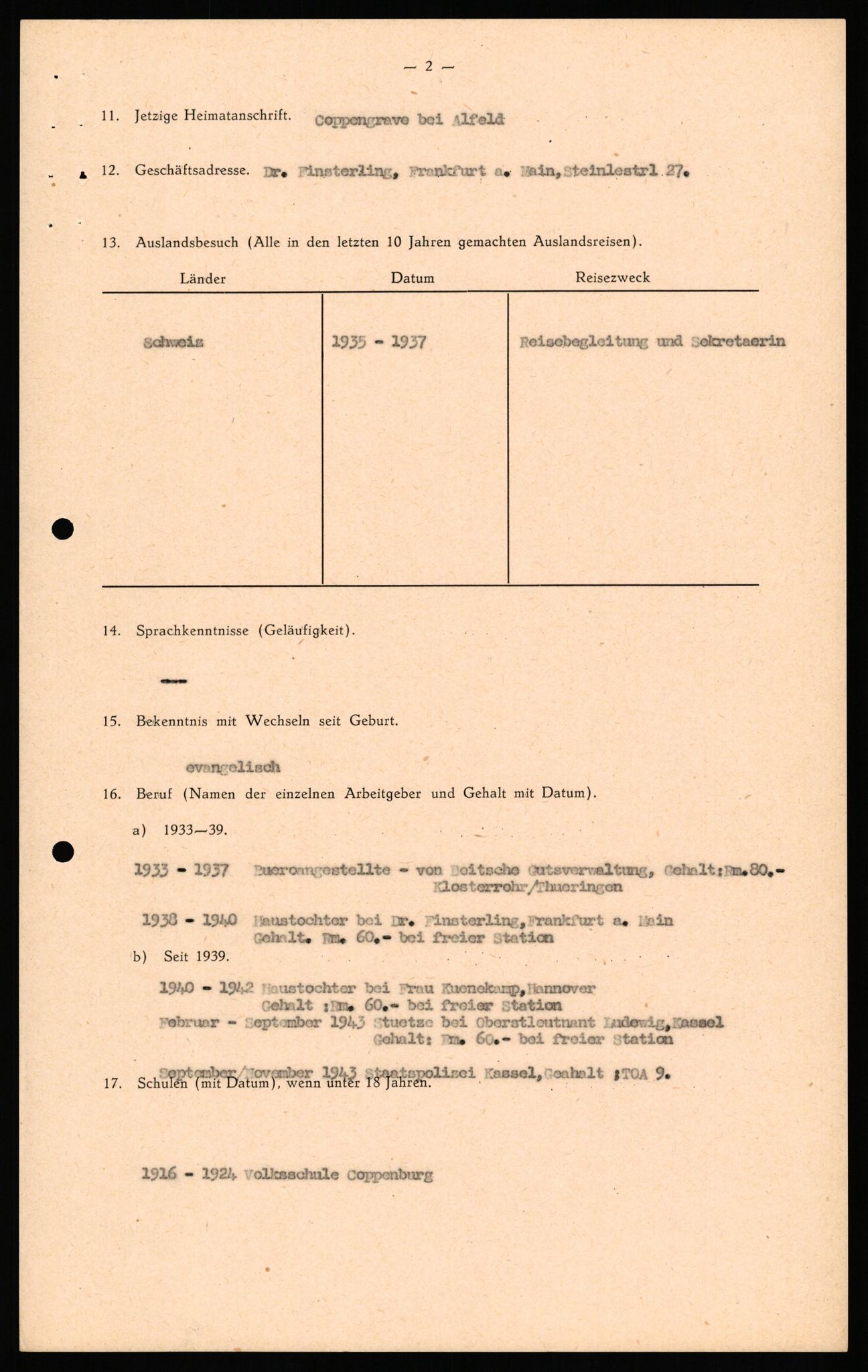 Forsvaret, Forsvarets overkommando II, RA/RAFA-3915/D/Db/L0033: CI Questionaires. Tyske okkupasjonsstyrker i Norge. Tyskere., 1945-1946, p. 441