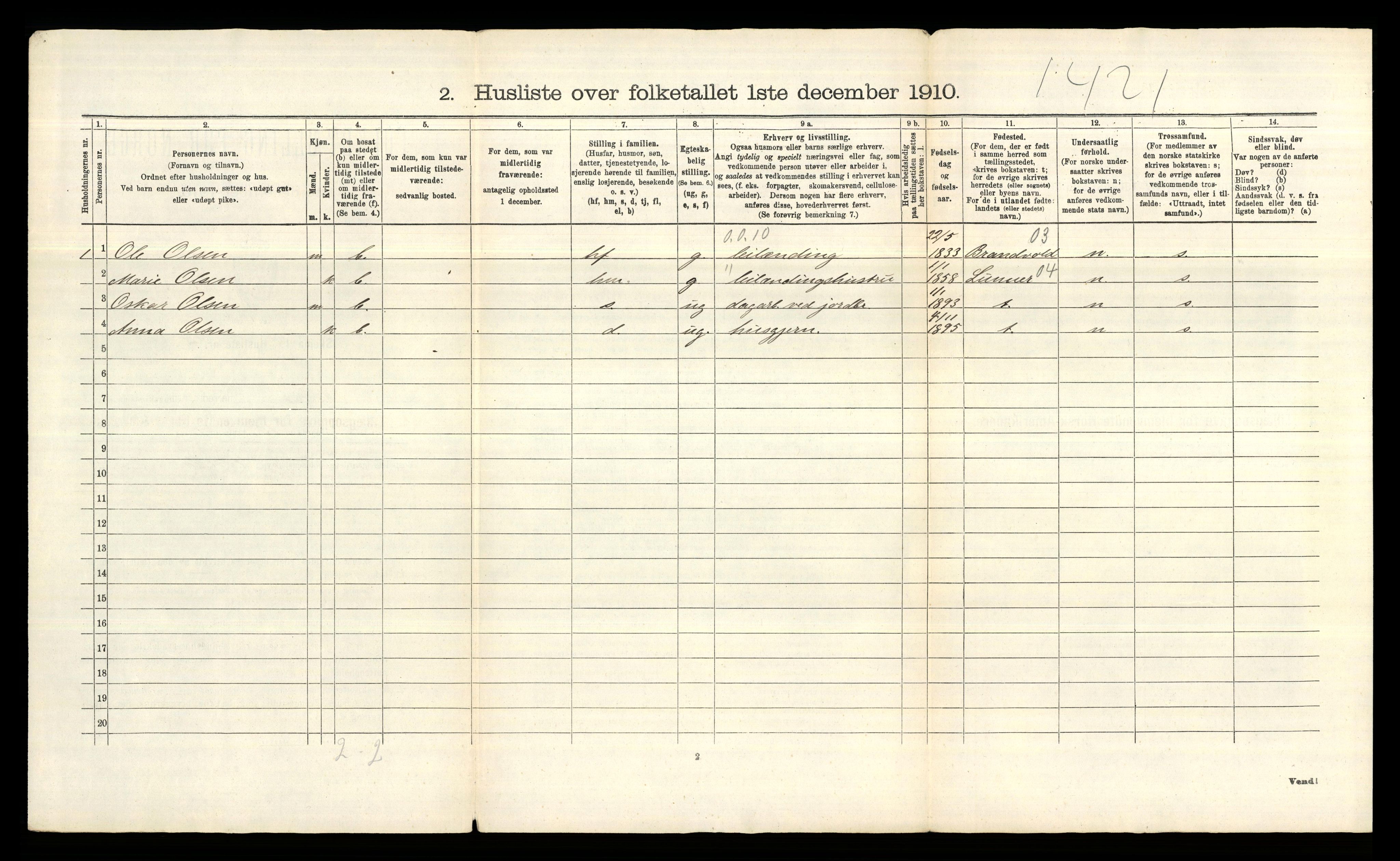 RA, 1910 census for Aker, 1910, p. 120