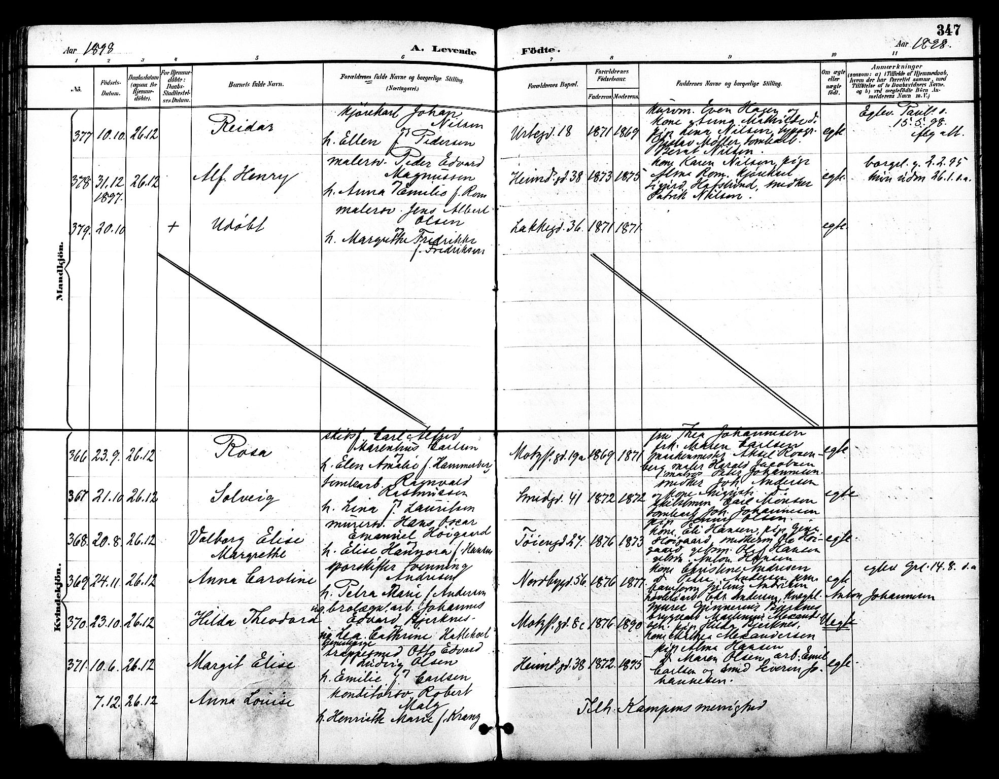 Grønland prestekontor Kirkebøker, AV/SAO-A-10848/F/Fa/L0012: Parish register (official) no. 12, 1893-1900, p. 347