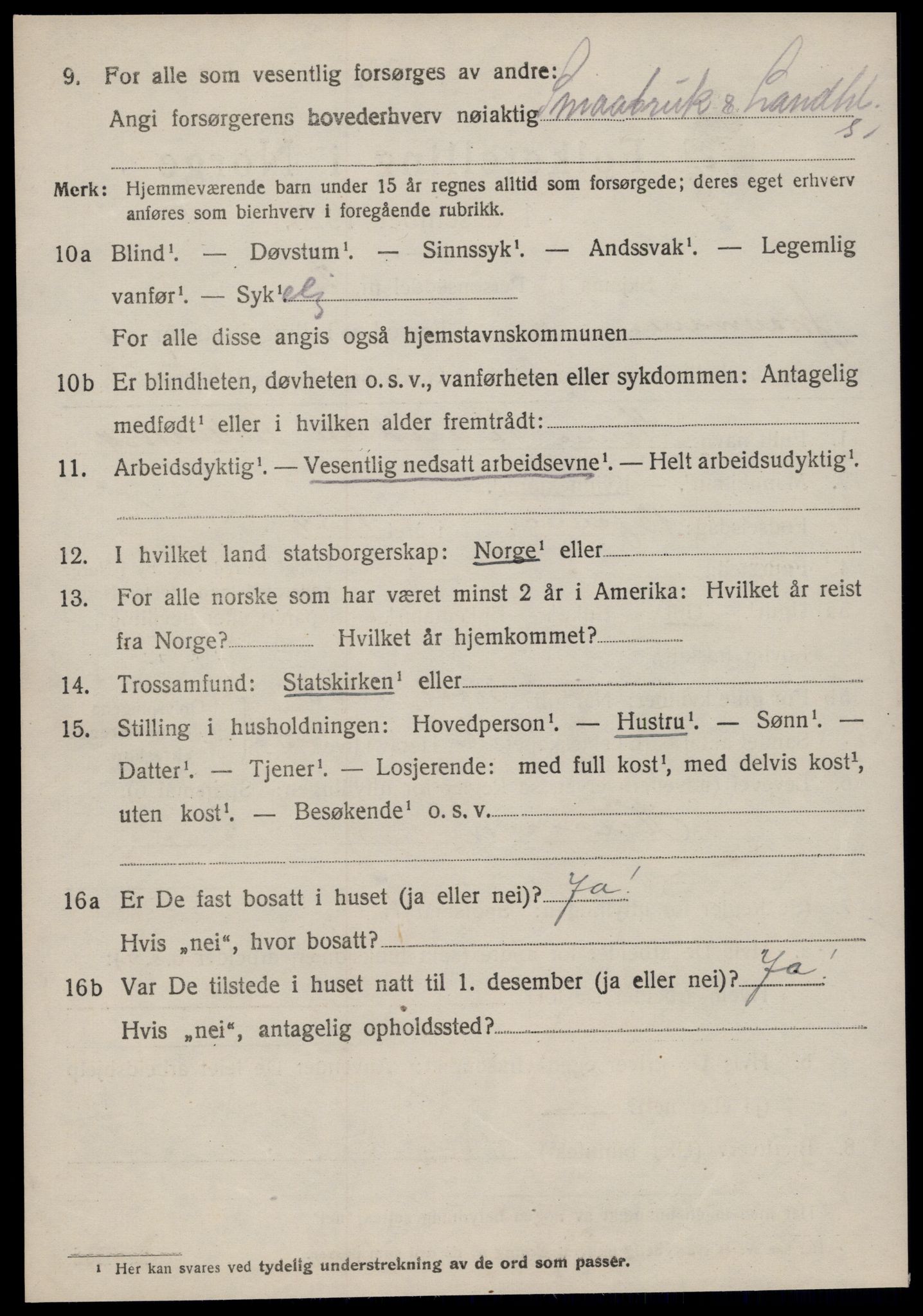 SAT, 1920 census for Straumsnes, 1920, p. 1530