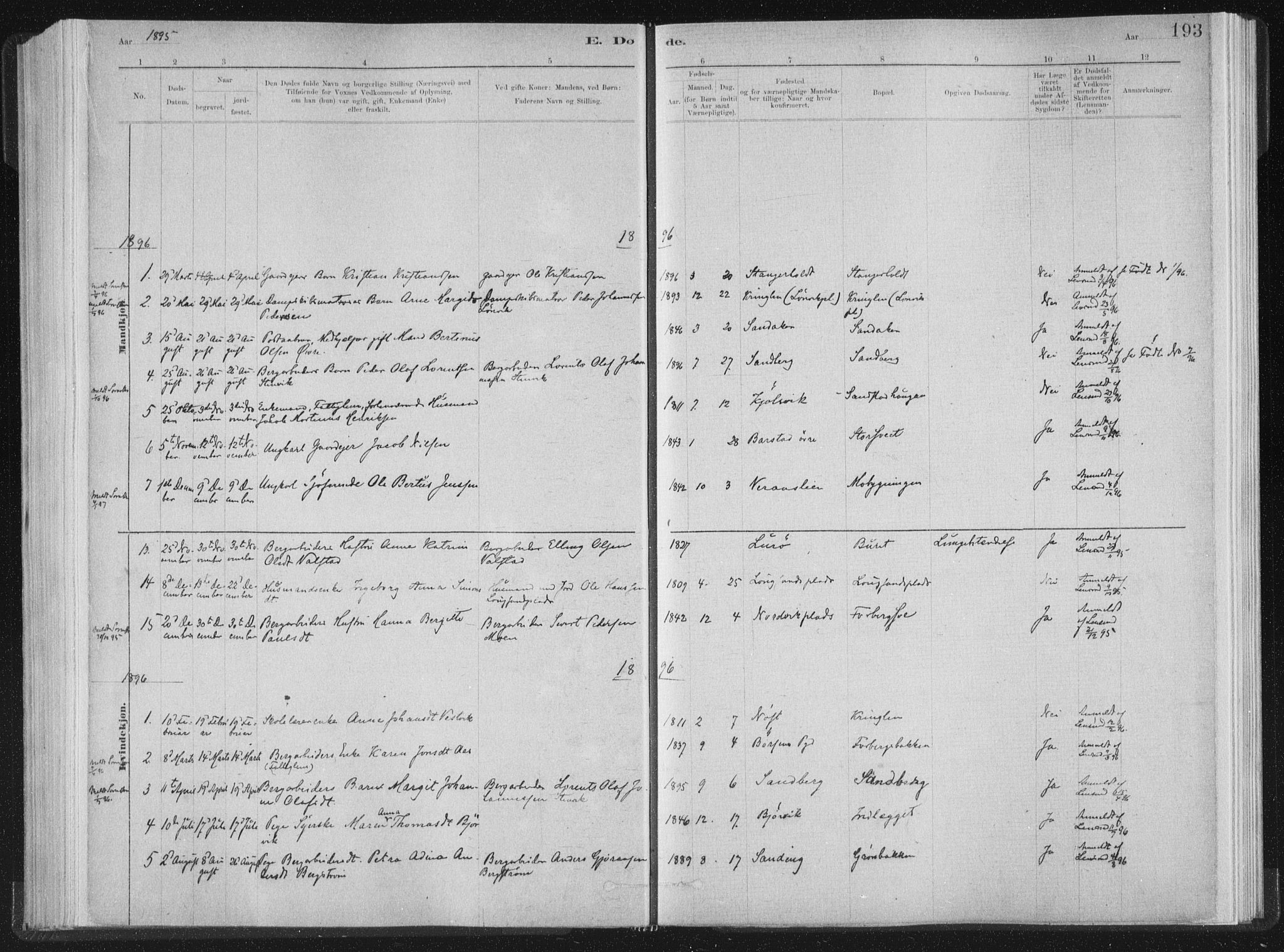 Ministerialprotokoller, klokkerbøker og fødselsregistre - Nord-Trøndelag, SAT/A-1458/722/L0220: Parish register (official) no. 722A07, 1881-1908, p. 193