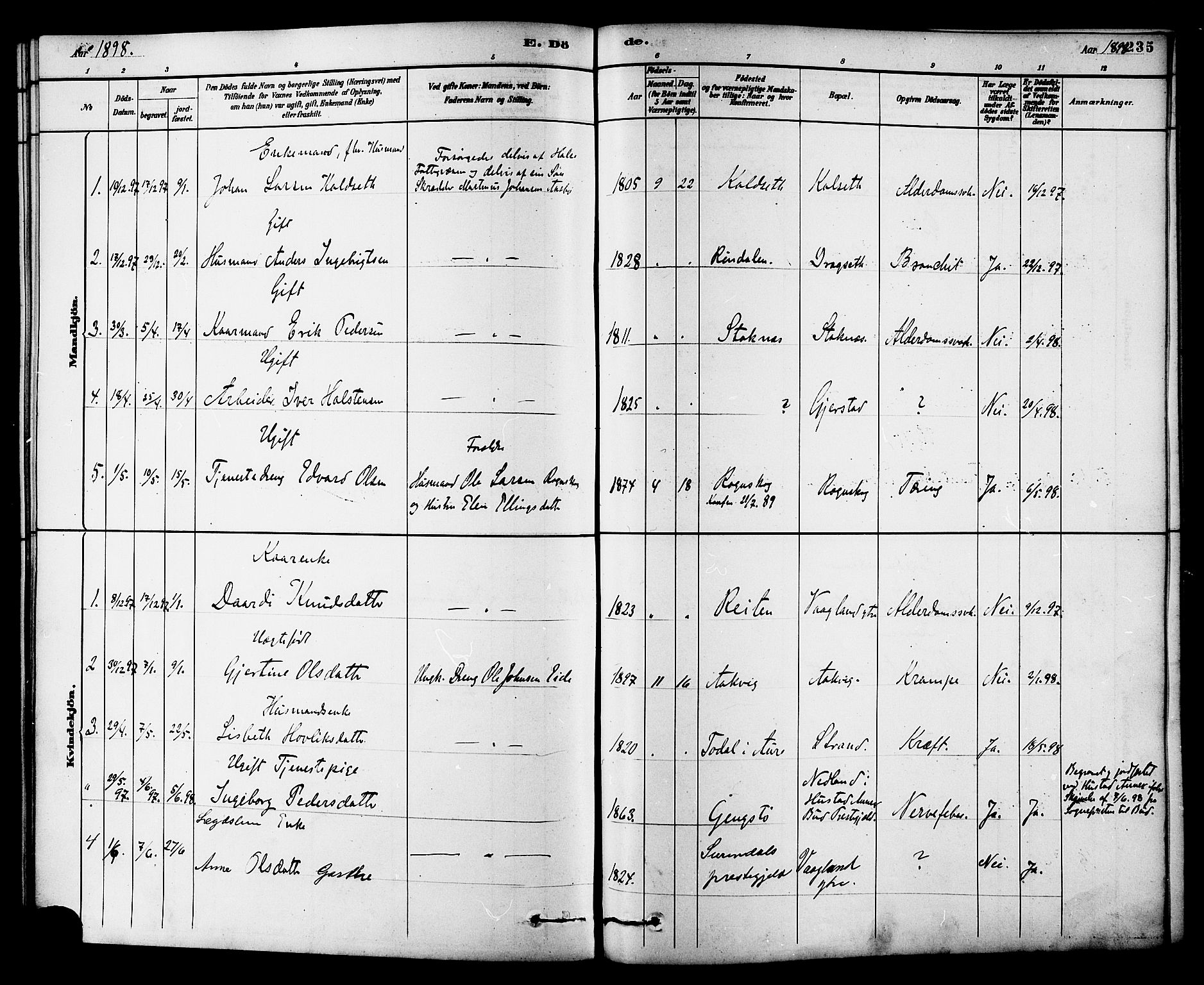 Ministerialprotokoller, klokkerbøker og fødselsregistre - Møre og Romsdal, SAT/A-1454/576/L0885: Parish register (official) no. 576A03, 1880-1898, p. 235