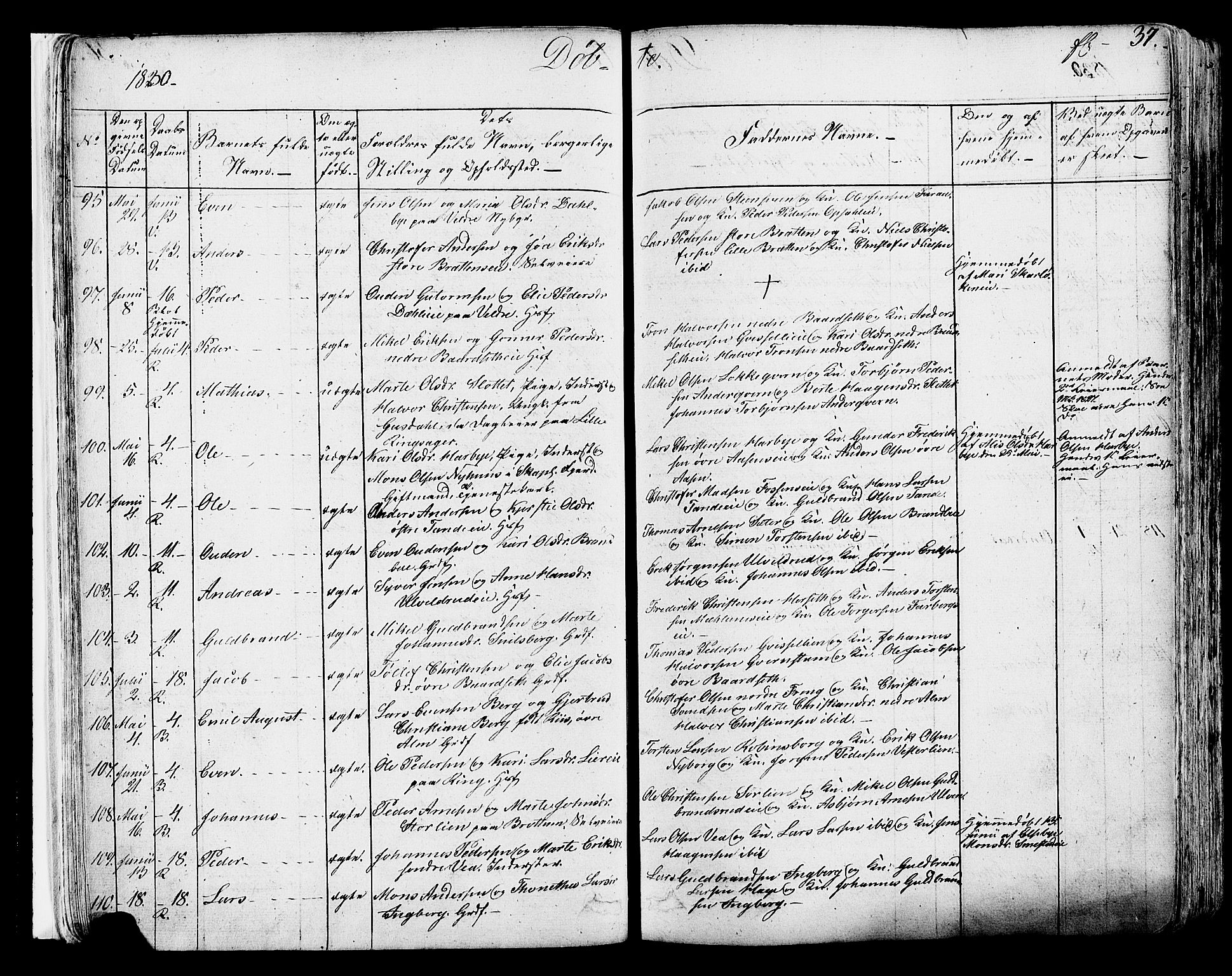 Ringsaker prestekontor, AV/SAH-PREST-014/K/Ka/L0007: Parish register (official) no. 7A, 1826-1837, p. 37