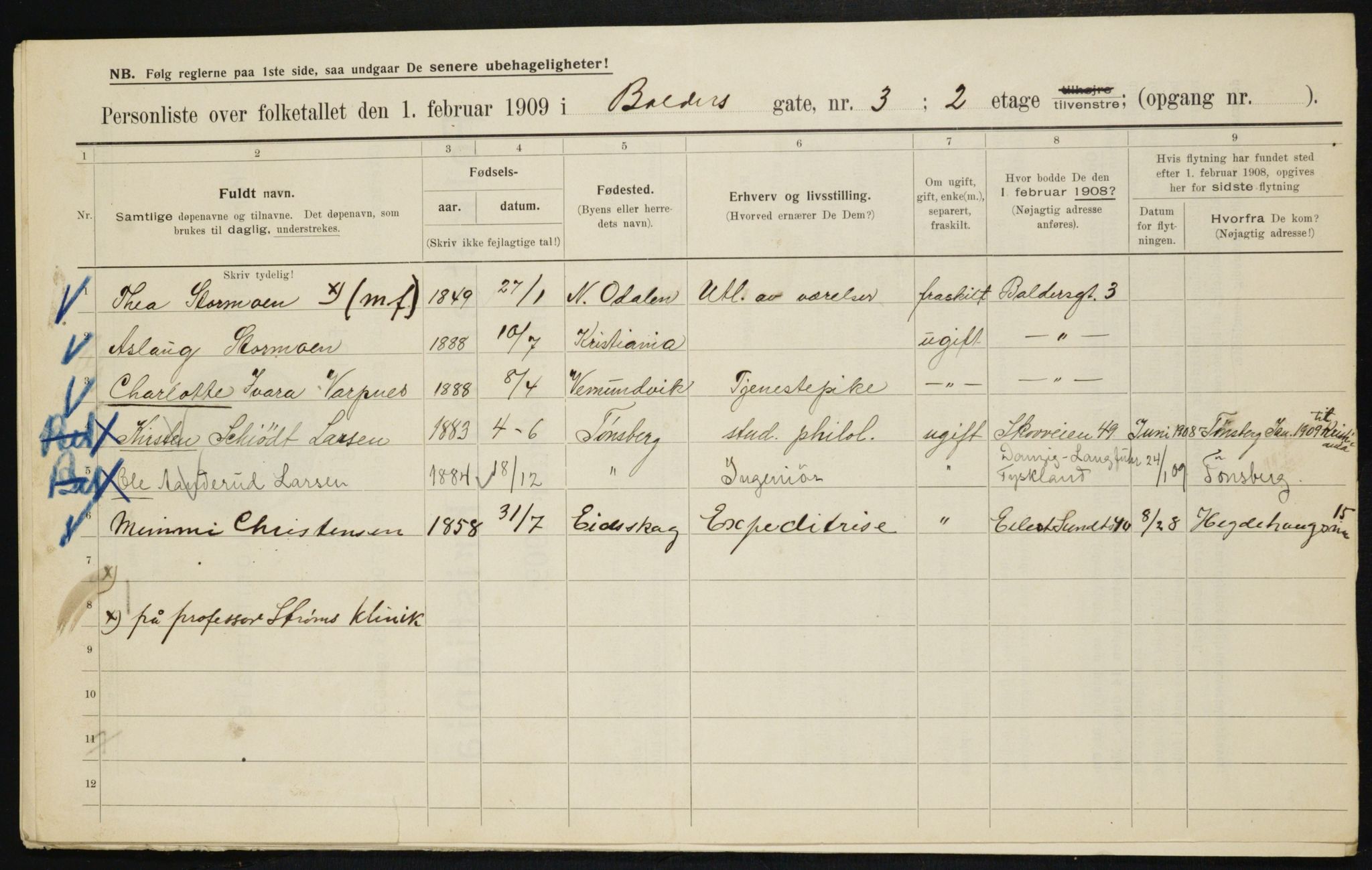 OBA, Municipal Census 1909 for Kristiania, 1909, p. 2802