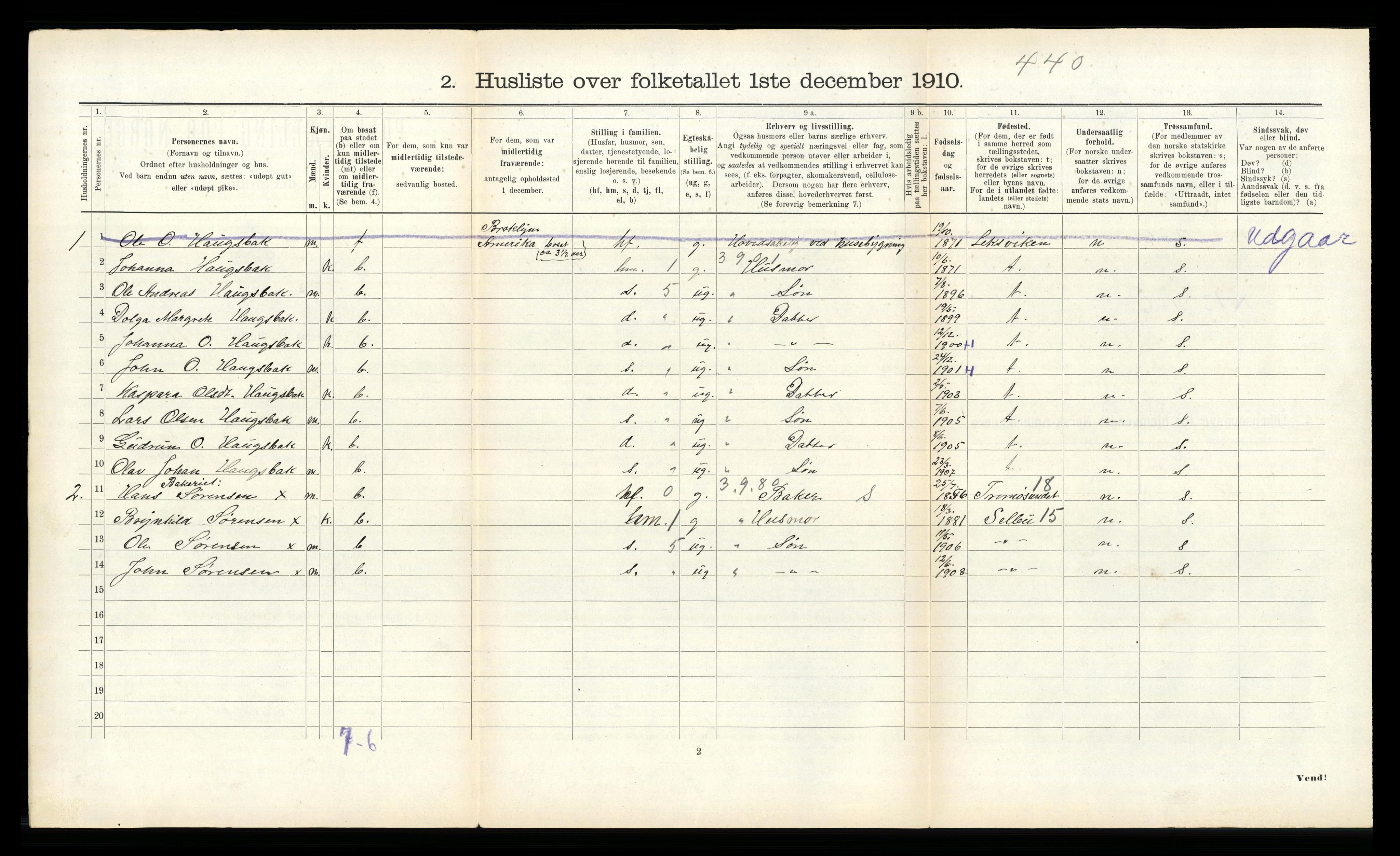 RA, 1910 census for Røros, 1910, p. 196