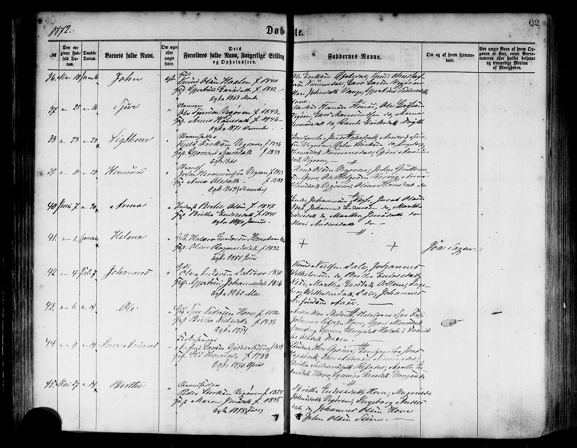 Vik sokneprestembete, SAB/A-81501: Parish register (official) no. A 9, 1866-1877, p. 62