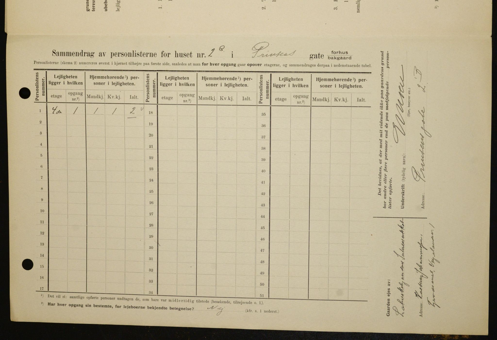 OBA, Municipal Census 1909 for Kristiania, 1909, p. 73506