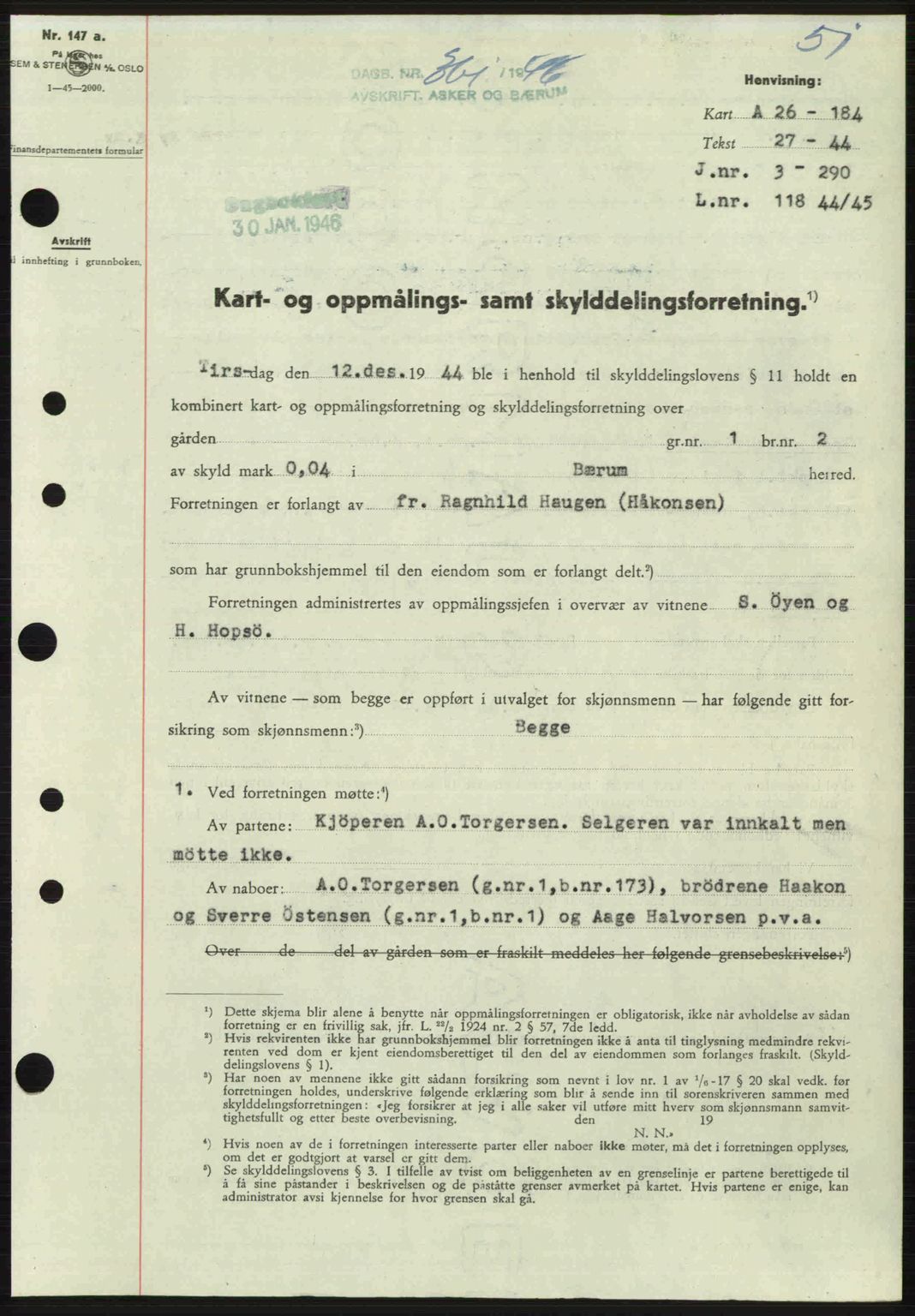 Aker herredsskriveri, AV/SAO-A-10896/G/Gb/Gbb/Gbbb/L0034: Mortgage book no. A80, 1946-1946, Diary no: : 361/1946