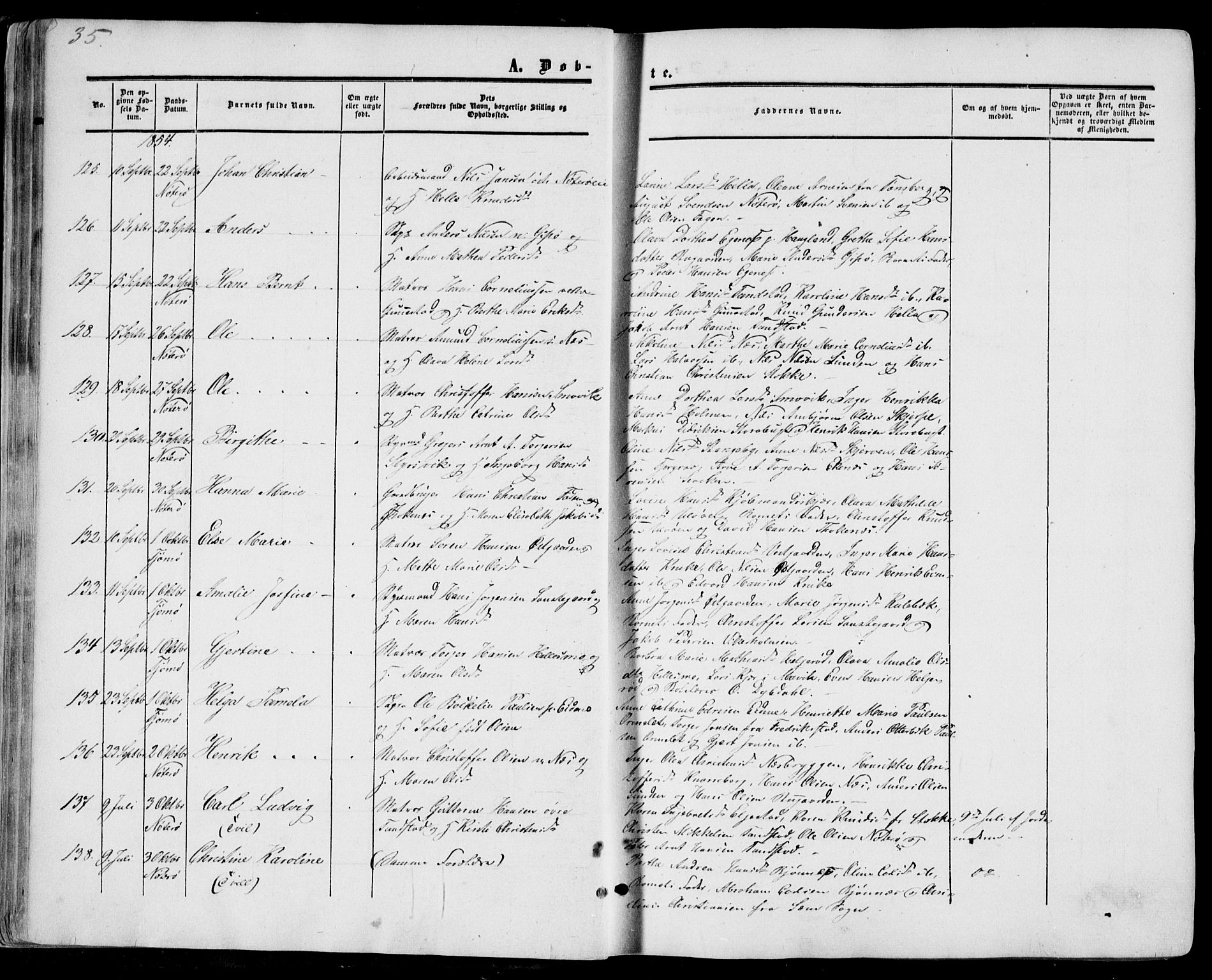 Nøtterøy kirkebøker, AV/SAKO-A-354/F/Fa/L0006: Parish register (official) no. I 6, 1852-1864, p. 35